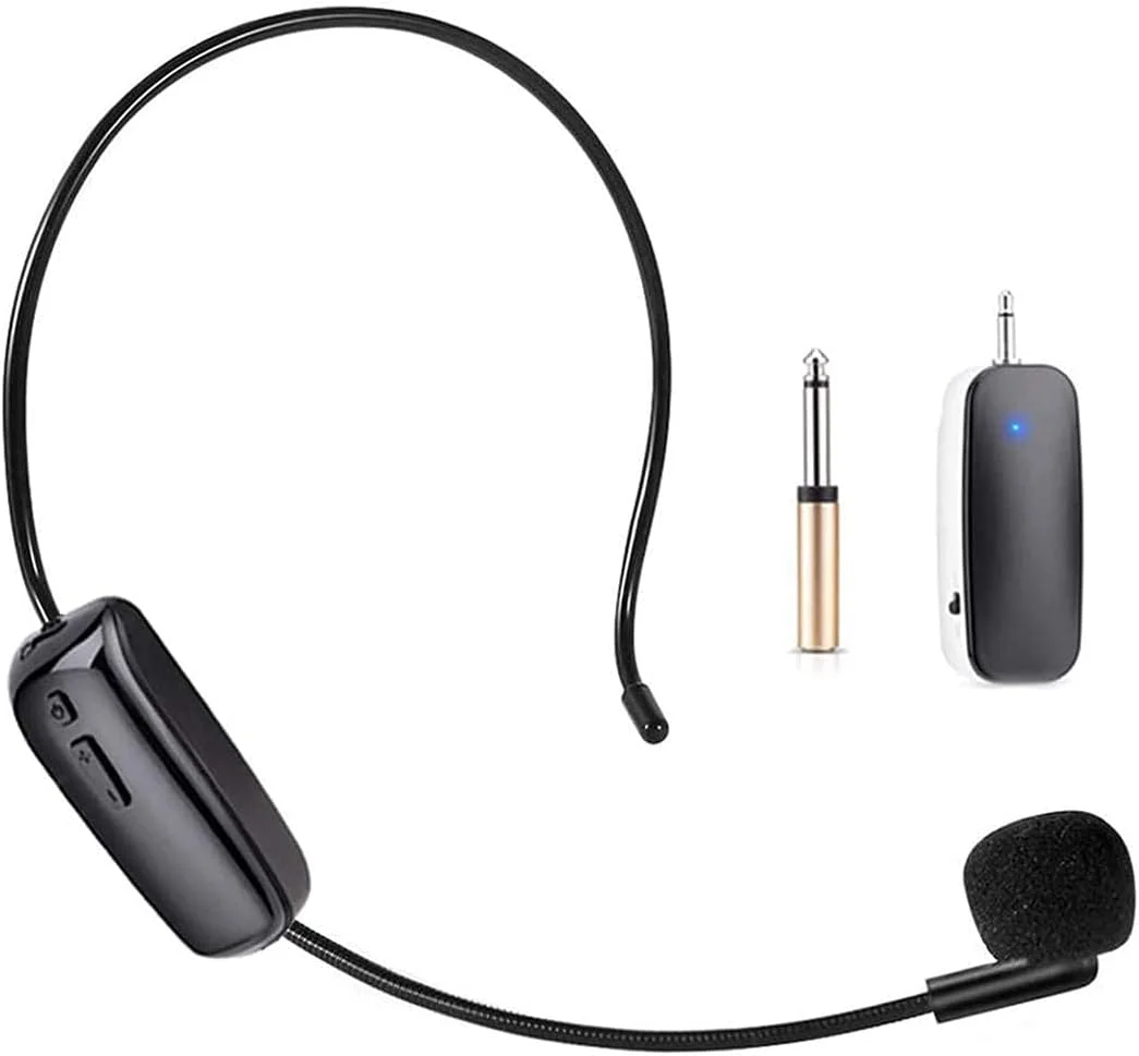 میکروفون بی سیم هدست UHF، میکروفون بی سیم UHF هدست و دستی 2 در 1، تقویت کننده صدا با برد 50 متر، بلندگوهای استیج، سیستم PA، مناسب برای معلم، راهنما