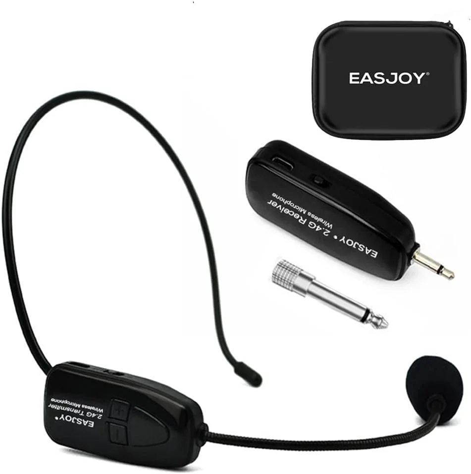 میکروفون بی سیم هدست 2.4G میکروفون بی سیم هدست و دستی 2 در 1 قابل شارژ برای تقویت کننده صدا، بلندگوهای استیج، معلم، راهنمای تور، مربی تناسب اندام
