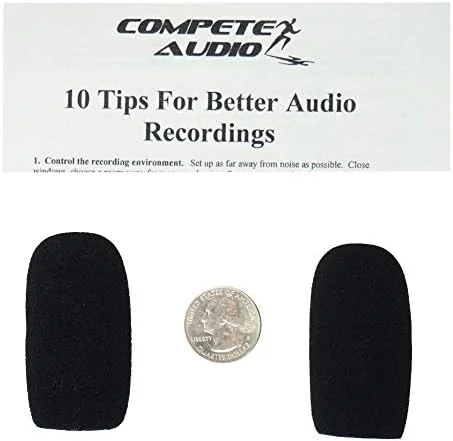 محافظ فوم بزرگ میکروفون Compete Audio CA555 (روکش میکروفون) (بسته 2 عددی) برای استفاده با میکروفون های مینی شاتگان، هدست های بزرگتر و میکروفون های رومیزی