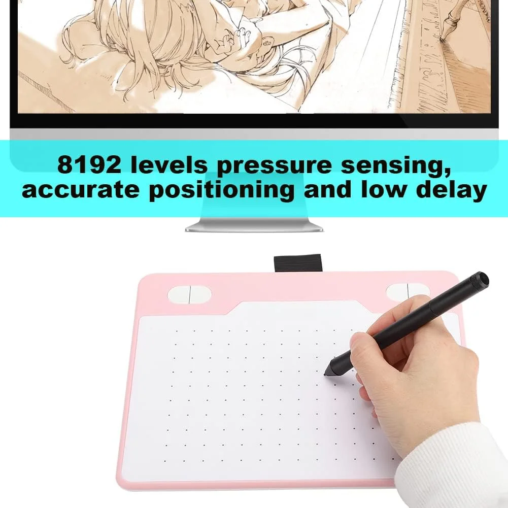 تبلت گرافیکی، تبلت طراحی، صفحه پد خوشنویسی قابل حمل، طراحی گرافیکی دیجیتال برای تلفن و کامپیوتر (صورتی)