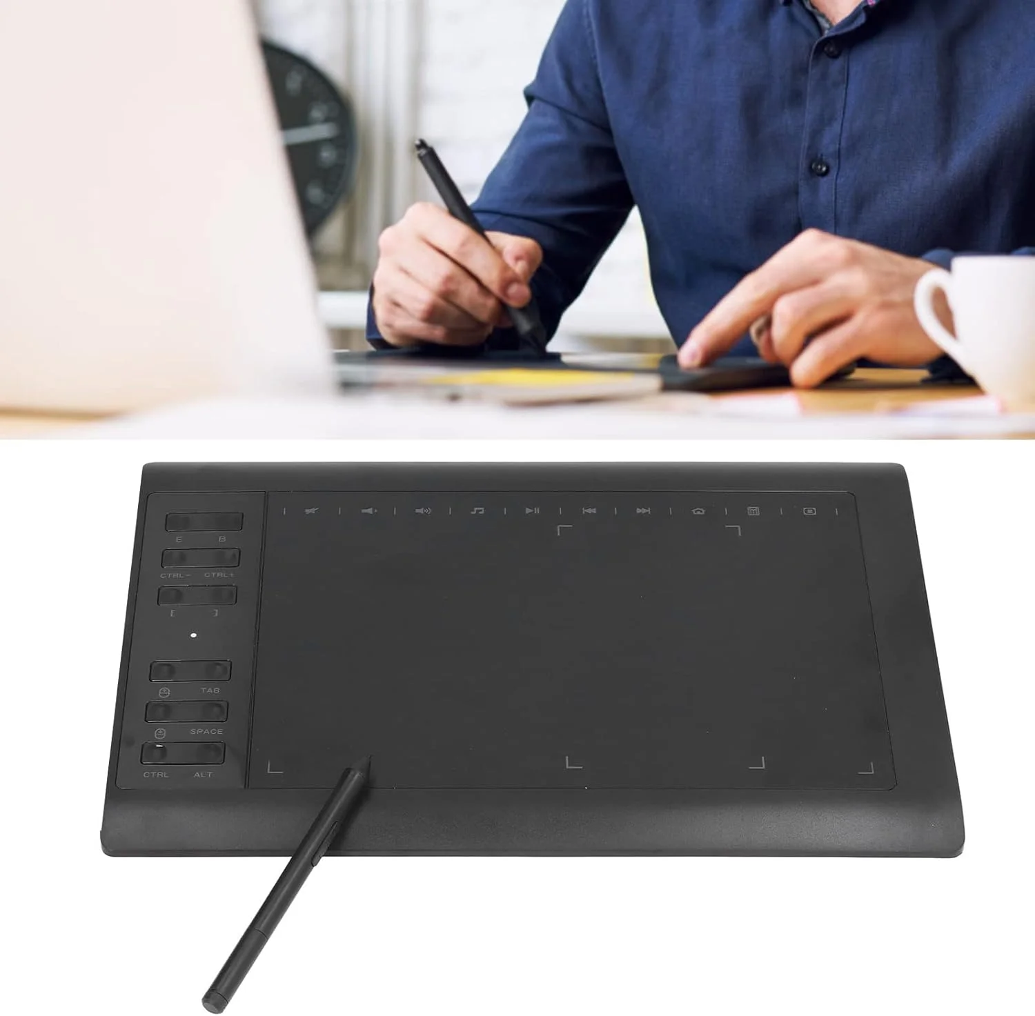 تبلت طراحی گرافیکی، پد طراحی دیجیتال مانیتور گرافیکی با 8192 سطح فشار، برای نقاشی، طراحی، خلق آثار هنری، برای سیستم عامل X، برای اندروید