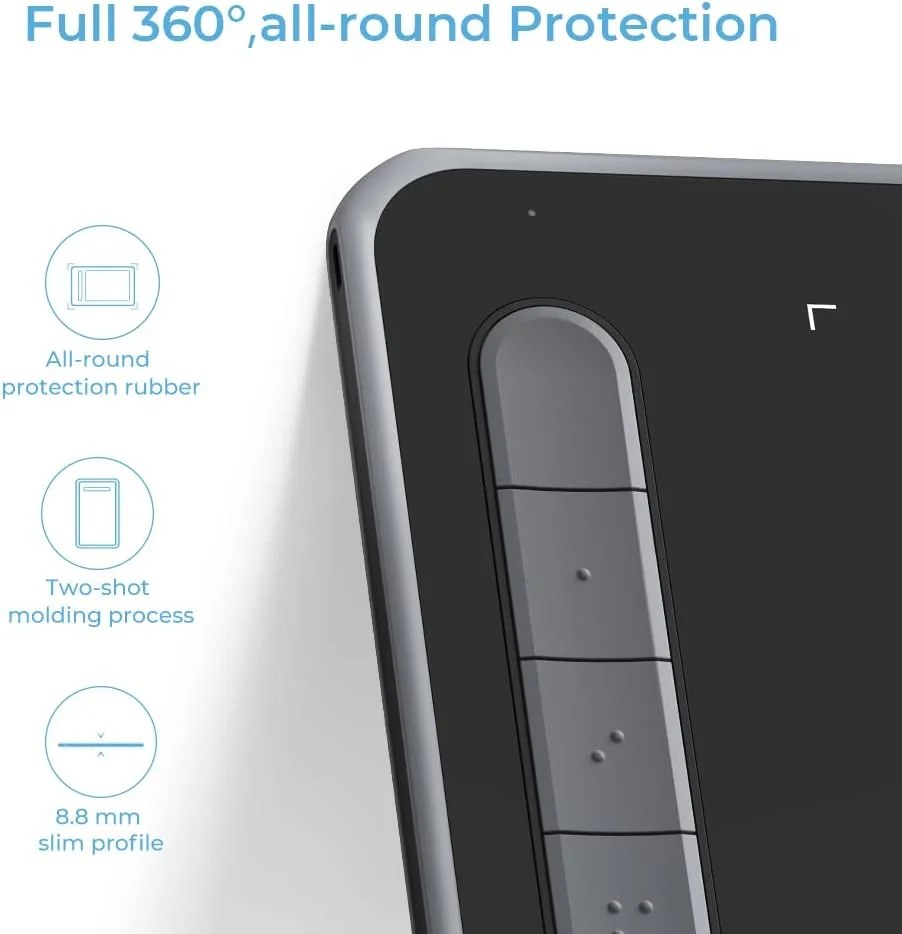 تبلت گرافیکی XP-Pen Deco L با ابعاد 10x6 اینچ، قلم بدون باتری X3 Chip و 8 کلید میانبر، سازگار با Chrome، Windows، Linux، Mac و Android (مشکی)