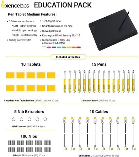 XENCELABS - تبلت گرافیکی M Pack ویژه آموزش