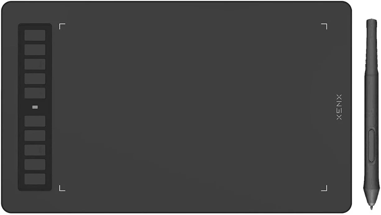 تبلت طراحی گرافیکی XENX P3-1060B با ابعاد 10x6 اینچ، دارای 10 کلید میانبر، قلم بدون نیاز به باتری با 8192 سطح فشار، سازگار با سیستم عامل های MacOS، Windows و Android برای طراحی هنری، طراحی و OSU - مشکی
