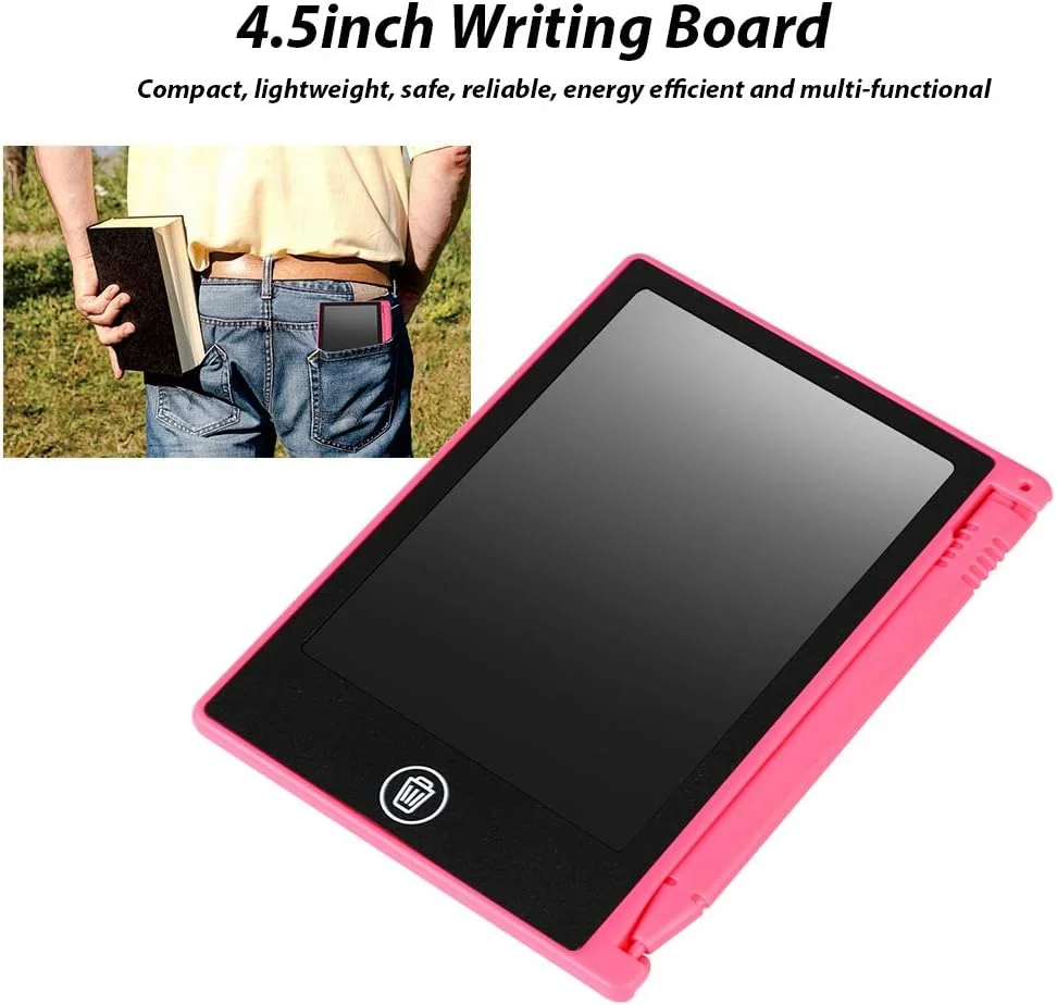 تبلت نوشتاری LCD 4.5 اینچی، تبلت گرافیکی چند منظوره، پد نوشتاری، تخته طراحی، تخته یادداشت پیام برای کودکان، بزرگسالان، خانه، مدرسه، دفتر (قرمز)