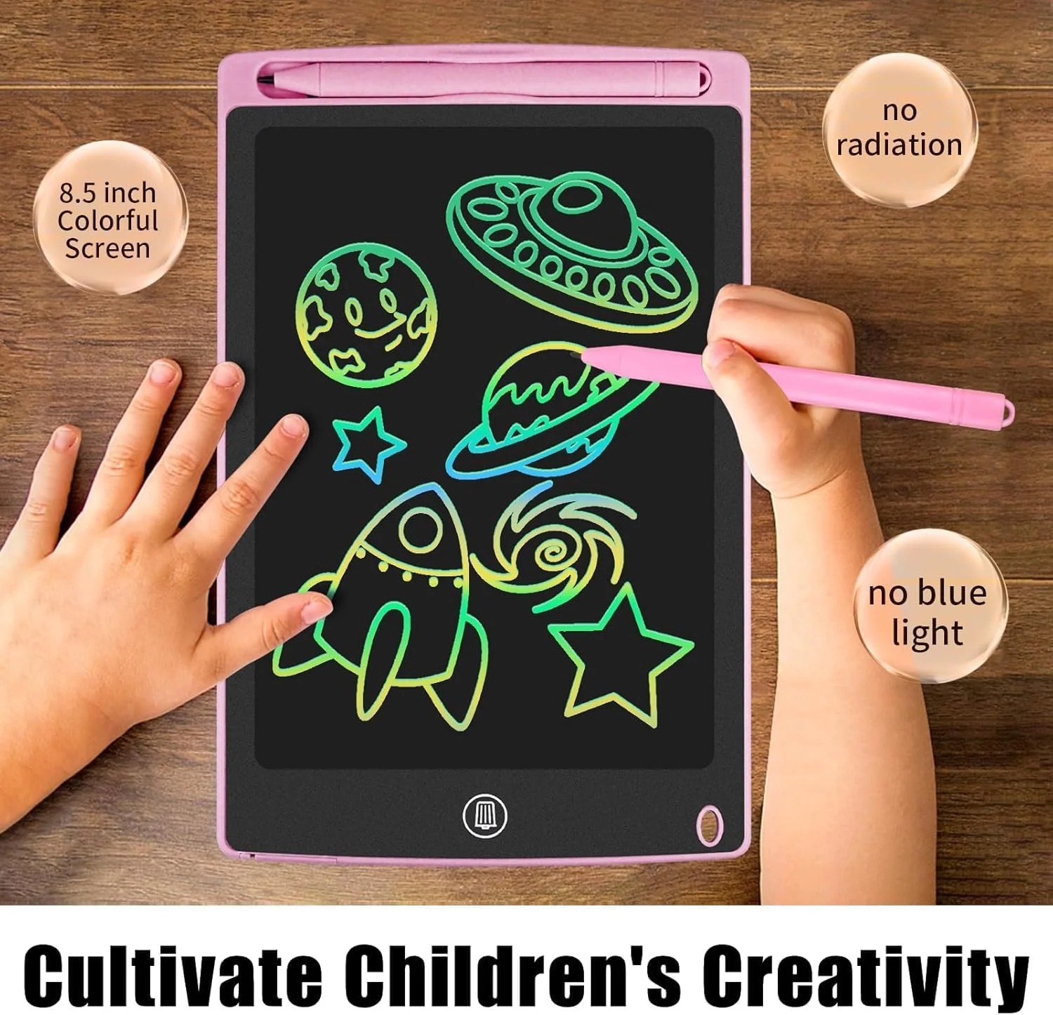 تبلت نوشتاری LCD 8.5 اینچی، پد طراحی قابل حمل و پاک‌شدنی و قابل استفاده مجدد، اسباب‌بازی آموزشی پد نوشتاری کودکان برای پسران و دختران (سفید)