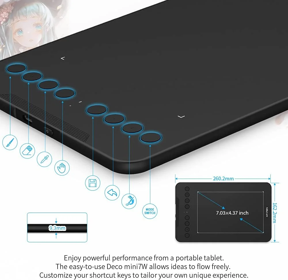 تبلت طراحی بی سیم XP-PEN Deco mini7W، تبلت قلم گرافیکی با 8192 سطح فشار، تبلت هنرمند 7x4 اینچی برای آموزش آنلاین/یادگیری الکترونیکی سازگار با ویندوز/مک/اندروید/کروم/لینوکس تبلت طراحی بی سیم XP-PEN Deco mini7W، تبلت قلم گرافیکی با 8192 سطح فشار، تبلت هنرمند 7x4 اینچی برای آموزش آنلاین/یادگیری الکترونیکی سازگار با ویندوز/مک/اندروید/کروم/لینوکس