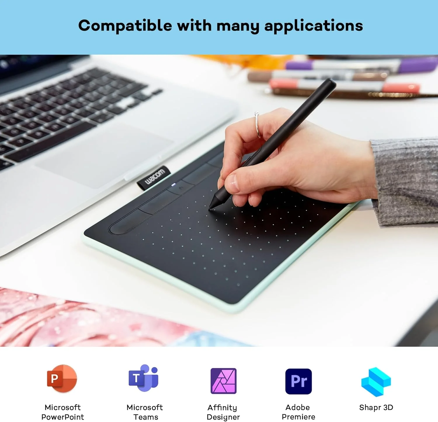 قلم نوری وکوم Intuos S بلوتوثی - رنگ پسته ای قلم نوری وکوم Intuos S بلوتوثی - رنگ پسته ای