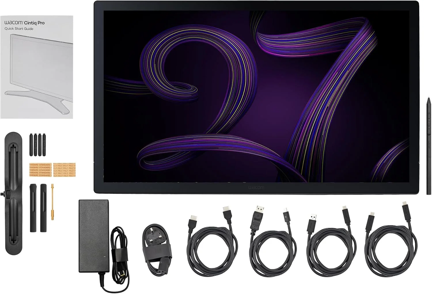 وکوم Cintiq Pro 27 – تبلت طراحی حرفه ای با صفحه نمایش، قلم استایلوس بدون نیاز به باتری و حساس به فشار، سازگار با ویندوز و مک، رزولوشن 4K، تبلت ایده آل برای طراحی و گرافیک