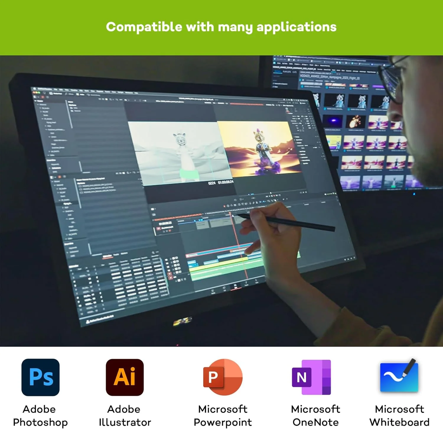 وکوم Cintiq Pro 27 – تبلت طراحی حرفه ای با صفحه نمایش، قلم استایلوس بدون نیاز به باتری و حساس به فشار، سازگار با ویندوز و مک، رزولوشن 4K، تبلت ایده آل برای طراحی و گرافیک