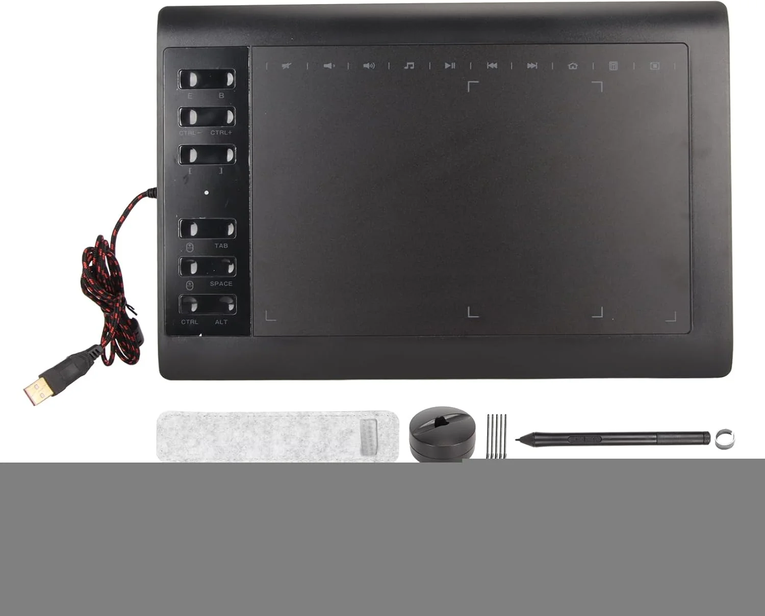 تبلت طراحی گرافیکی، تبلت گرافیکی کامپیوتر، با قلم بدون باتری حساس به فشار 8192، کلیدهای میانبر 233PPS 5080LPI تبلت هنری دیجیتال برای تلفن و لپ تاپ