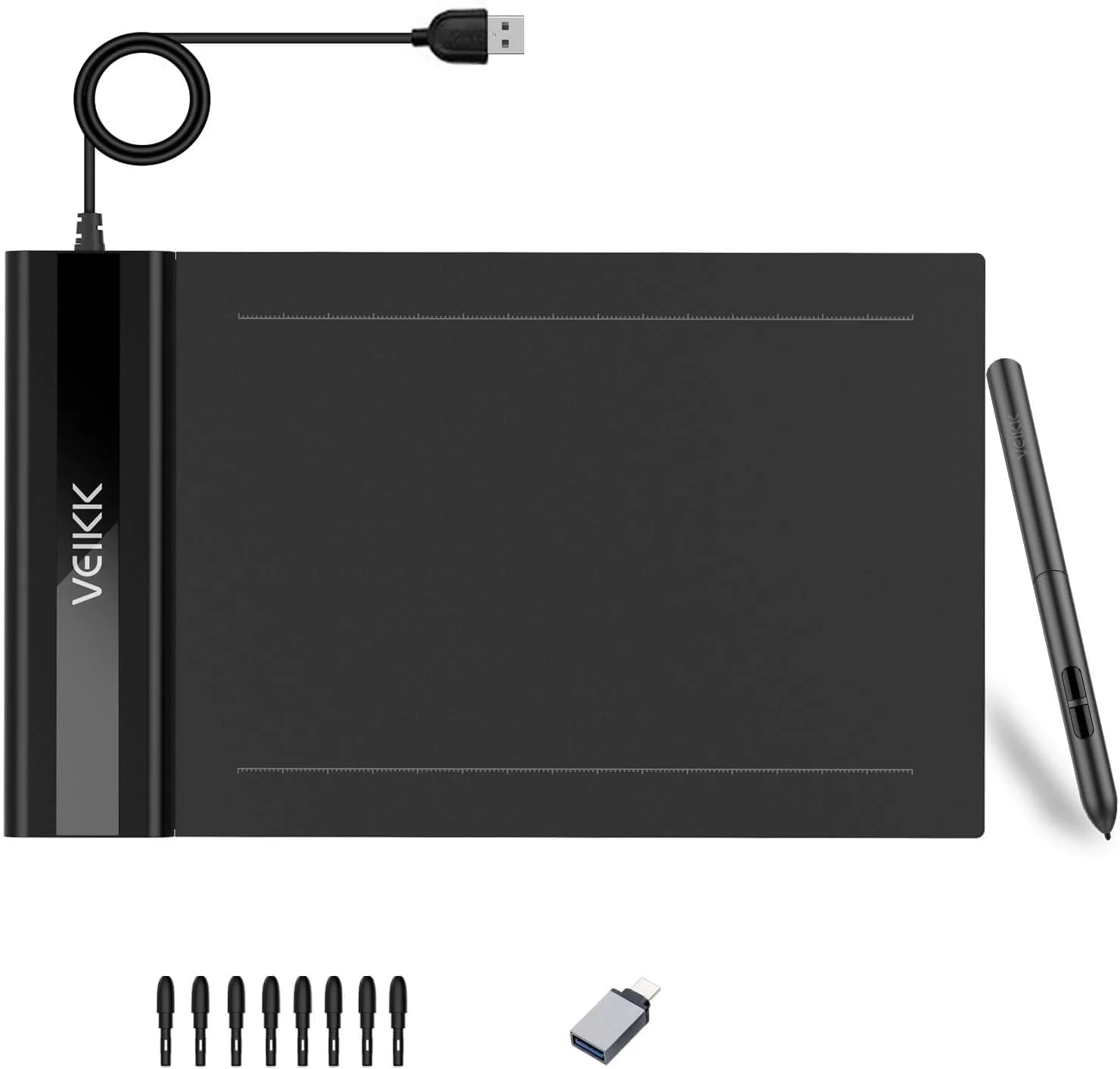 تبلت طراحی گرافیکی فوق العاده باریک VEIKK OSU مدل S640 با قلم بدون نیاز به باتری، 8192 سطح فشار