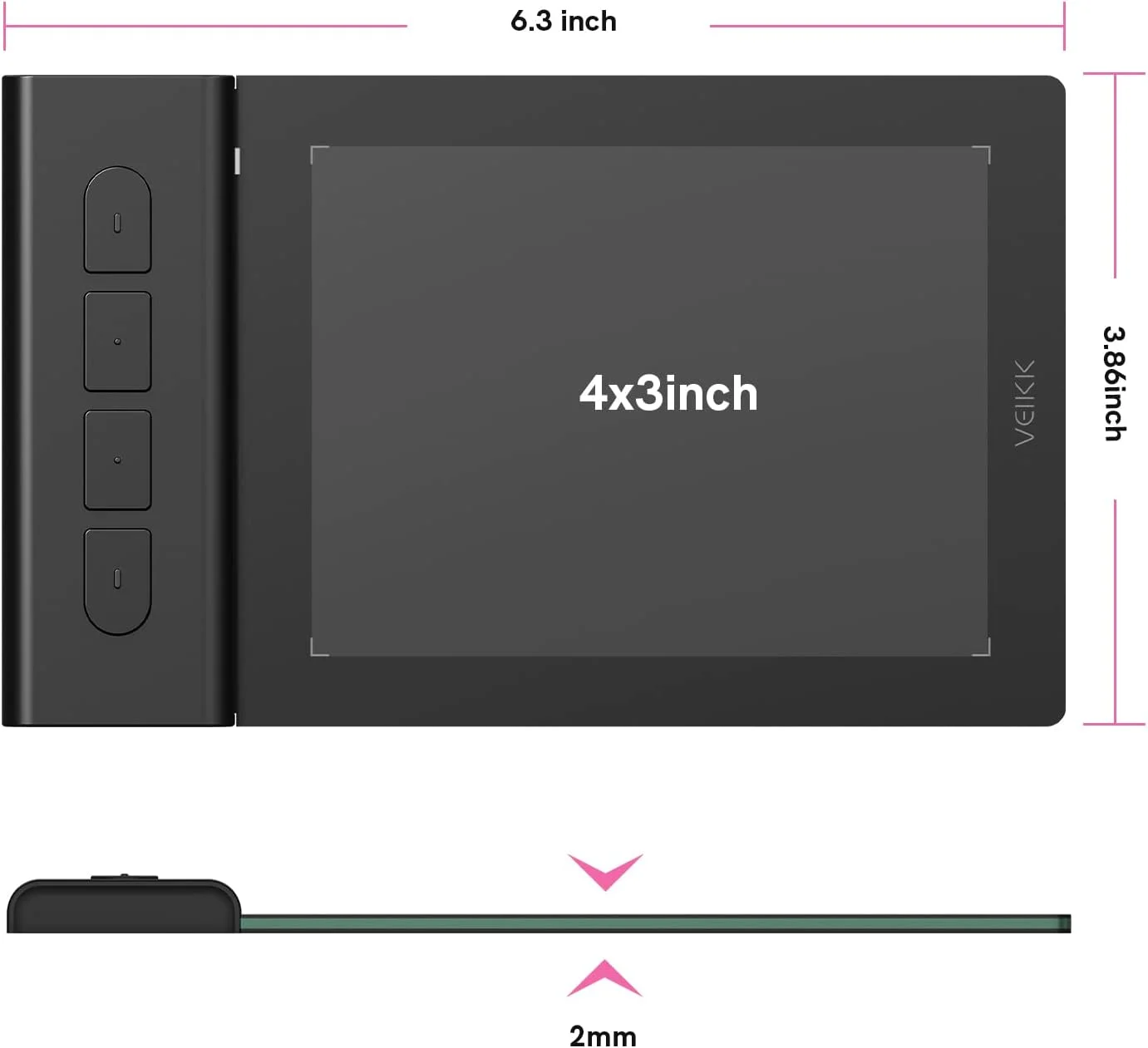 تبلت طراحی گرافیکی VEIKK VK430 با قلم بدون باتری و 8192 سطح حساسیت سازگار با ویندوز، لینوکس، اندروید، مک و کروم بوک