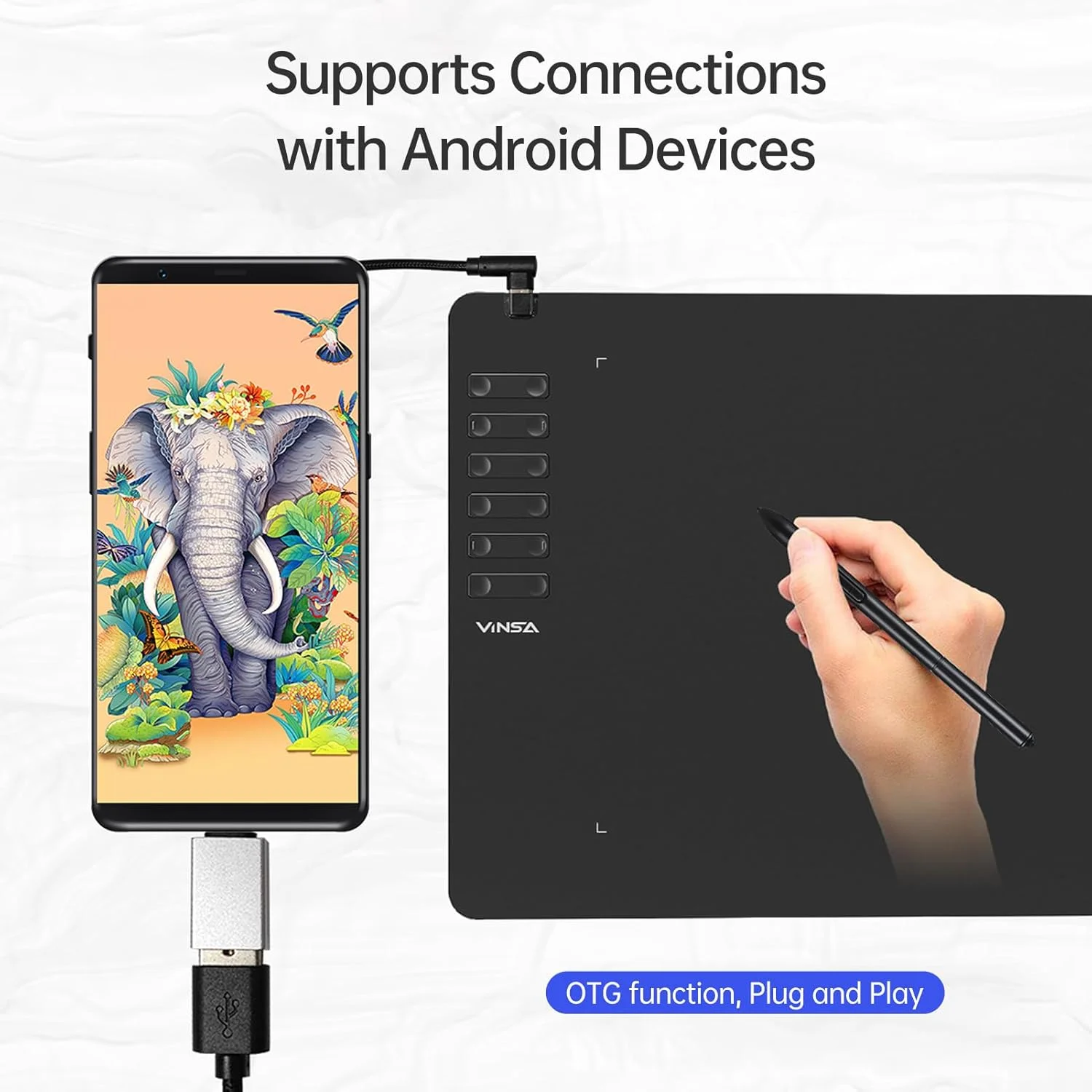 تبلت گرافیکی ViaGasaFamido T605، تبلت طراحی فوق العاده نازک با 8192 سطح فشار، قلم بدون نیاز به باتری، کلیدهای قابل تنظیم برای هنرمندان و طراحان (1) تبلت گرافیکی ViaGasaFamido T605، تبلت طراحی فوق العاده نازک با 8192 سطح فشار، قلم بدون نیاز به باتری، کلیدهای قابل تنظیم برای هنرمندان و طراحان (1)