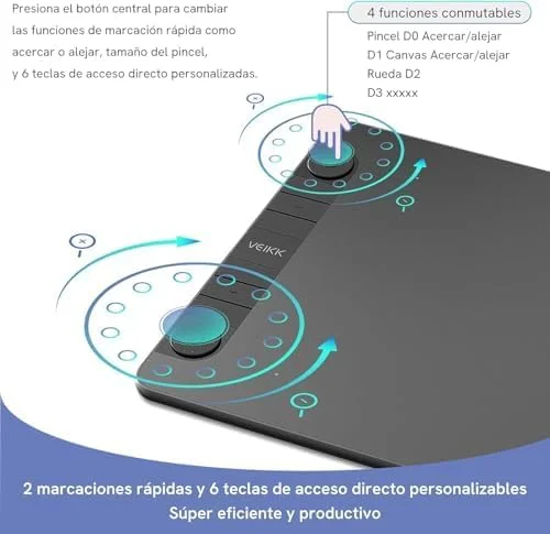 تبلت طراحی VEIKK VK1060PRO V2، تبلت قلم گرافیکی 10 × 6 اینچ با 8 کلید میانبر، 8192 سطح حساسیت به فشار، پشتیبانی از عملکرد Tilt، مناسب برای طراحی هنری دیجیتال