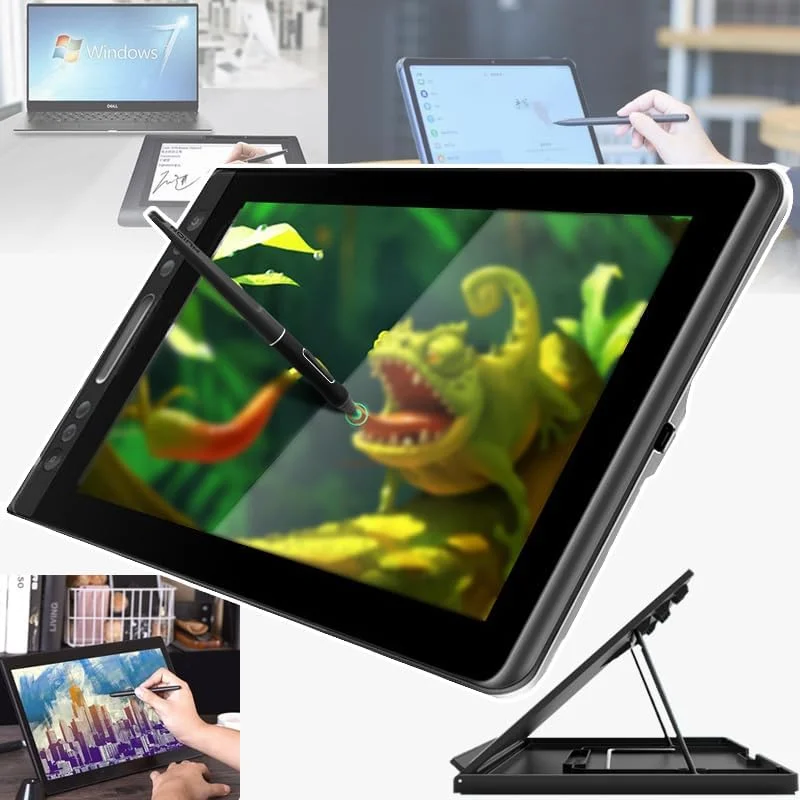 تبلت گرافیکی 11.6 اینچی با صفحه نمایش، لمینت کامل، پشتیبانی از عملکرد شیب ±60 درجه، زاویه دید 178 درجه، با پایه قابل تنظیم، قلم بدون نیاز به باتری، برای کار از خانه/آموزش از راه دور، A