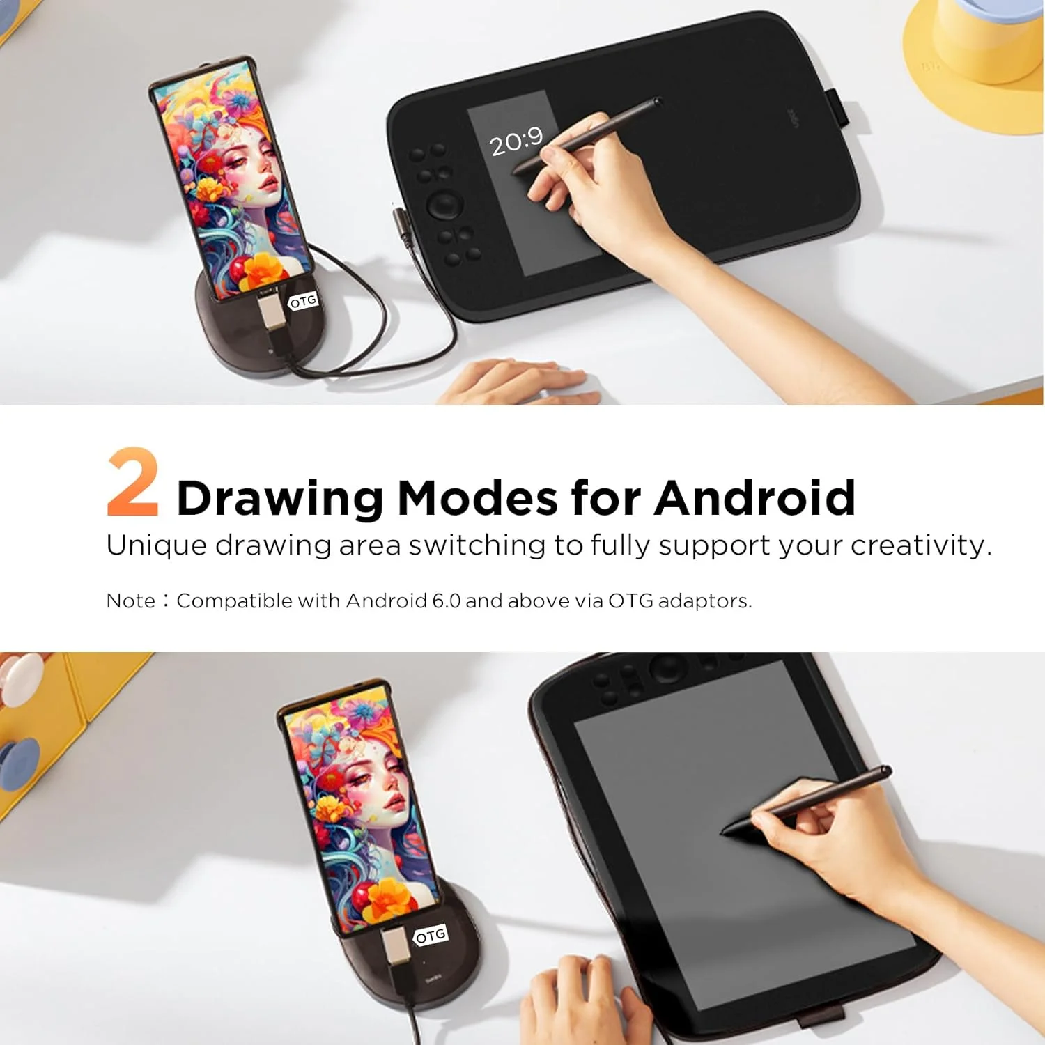 تبلت طراحی UGEE Upgrade M908 با ابعاد 10x6.25 اینچ، تبلت گرافیکی با 8 کلید میانبر و اسکرول ویل، قلم بدون باتری با 16K سطح حساسیت به فشار، سازگار با ویندوز/مک/اندروید