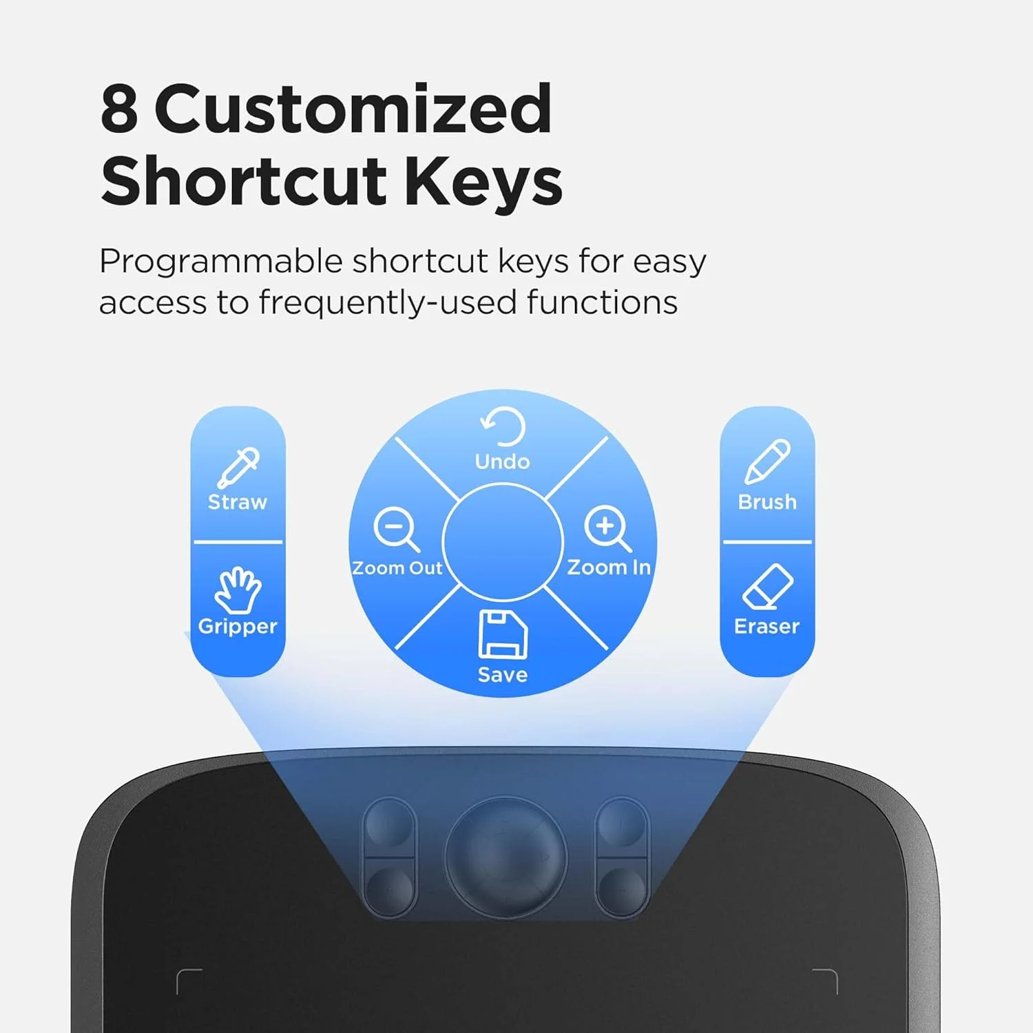 تبلت طراحی گرافیکی UGEE M808، تبلت طراحی دیجیتال 10X6.25 اینچی با 8 کلید میانبر، قلم 8192 سطح سازگار با Chromebook، Linux، Windows 7/8/10/11، macOS 10.10 (M808)