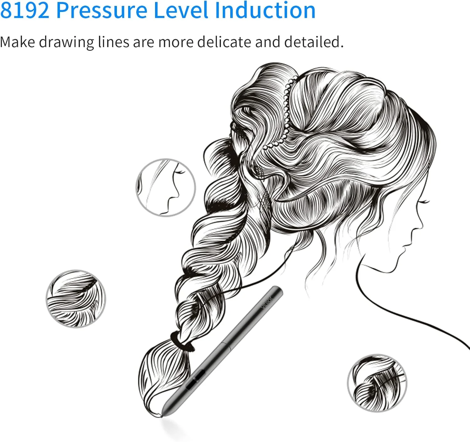 تبلت دیجیتال، تبلت طراحی گرافیکی A30 با ناحیه فعال بزرگ 10 در 6 اینچ، کنترل لمسی هوشمند با 8192 سطح فشار، تبلت گرافیکی هنری به همراه قلم بدون نیاز به باتری، 8 نوک قلم سازگار با ویندوز
