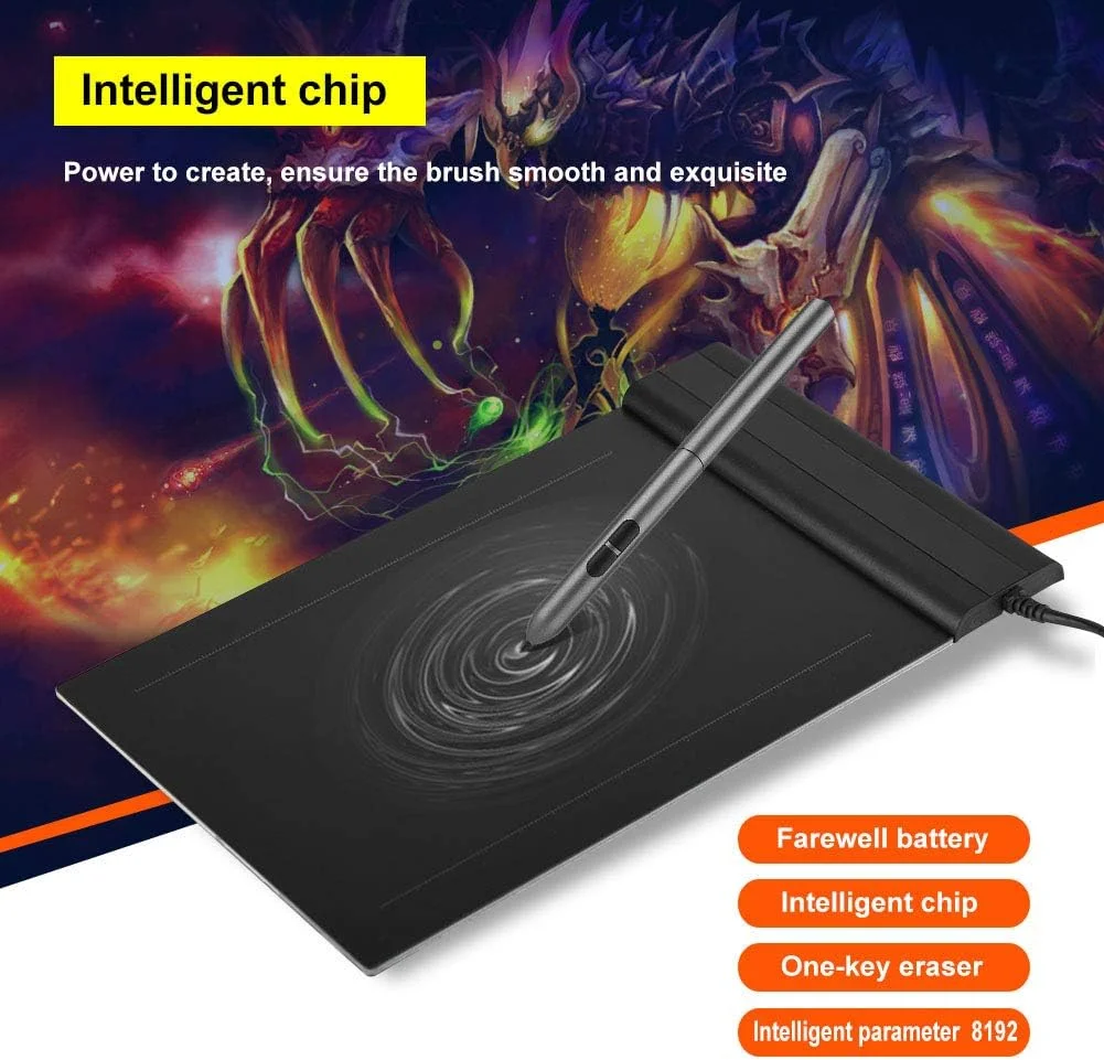 تبلت طراحی، تبلت طراحی گرافیکی S640، تبلت طراحی 6x4 اینچ، تبلت قلمی طراحی گرافیکی با 8192 سطح