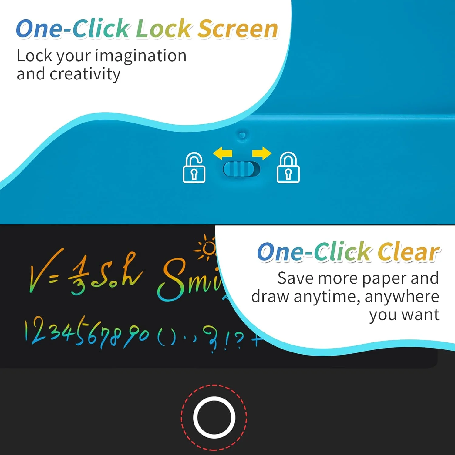تبلت نوشتاری ال سی دی سانلو، بسته 2 عددی، تخته طراحی الکترونیکی، پد طراحی قابل پاک کردن، اسباب بازی برای کودکان، بزرگسالان، یادگیری و آموزش، 8.5 اینچ (آبی + صورتی)