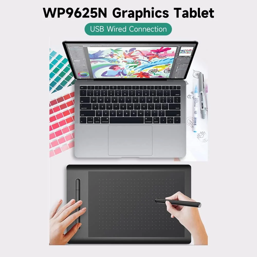 تبلت طراحی گرافیکی Rokie WP9625N با 8192 سطح حساسیت فشار، رزولوشن 5080LPI، سرعت خواندن 230PPS و اتصال USB
