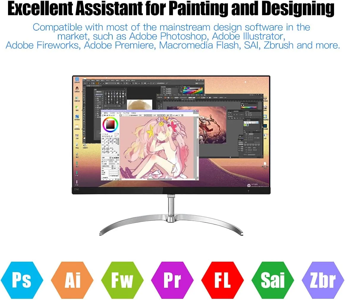 تبلت طراحی گرافیکی حرفه ای 10x6 اینچ با 12 کلید میانبر، قلم بدون باتری با 8192 سطح حساسیت، 8 نوک قلم، گیره قلم، پشتیبانی از اتصال به لپ تاپ، سازگار با ویندوز و مک برای نقاشی و طراحی