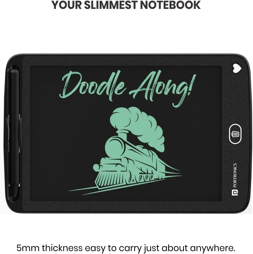 تخته نوشتن LCD قابل بازنویسی پورتronics Ruffpad 8.5E با صفحه نمایش 21.5 سانتی متر (8.5 اینچ) برای طراحی، خلاقیت های اولیه کودک خود را از طریق برنامه Ruffpad در تلفن هوشمند خود به اشتراک بگذارید (مشکی) تخته نوشتن LCD قابل بازنویسی پورتronics Ruffpad 8.5E با صفحه نمایش 21.5 سانتی متر (8.5 اینچ) برای طراحی، خلاقیت های اولیه کودک خود را از طریق برنامه Ruffpad در تلفن هوشمند خود به اشتراک بگذارید (مشکی)