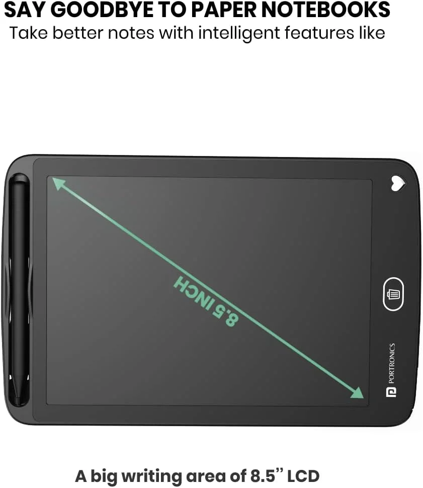 تخته نوشتن LCD قابل بازنویسی پورتronics Ruffpad 8.5E با صفحه نمایش 21.5 سانتی متر (8.5 اینچ) برای طراحی، خلاقیت های اولیه کودک خود را از طریق برنامه Ruffpad در تلفن هوشمند خود به اشتراک بگذارید (مشکی) تخته نوشتن LCD قابل بازنویسی پورتronics Ruffpad 8.5E با صفحه نمایش 21.5 سانتی متر (8.5 اینچ) برای طراحی، خلاقیت های اولیه کودک خود را از طریق برنامه Ruffpad در تلفن هوشمند خود به اشتراک بگذارید (مشکی)