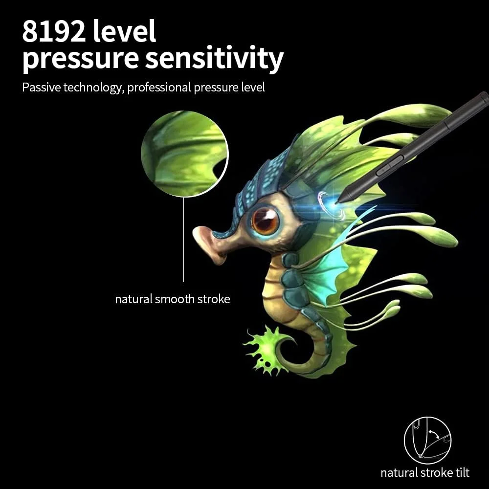 تبلت گرافیکی پپیسکی 1060 پلاس، صفحه بزرگ 10 در 6 اینچ با ناحیه نقاشی اختصاصی تلفن، قلم پسیو با 8192 سطح فشار و 5080 LPI