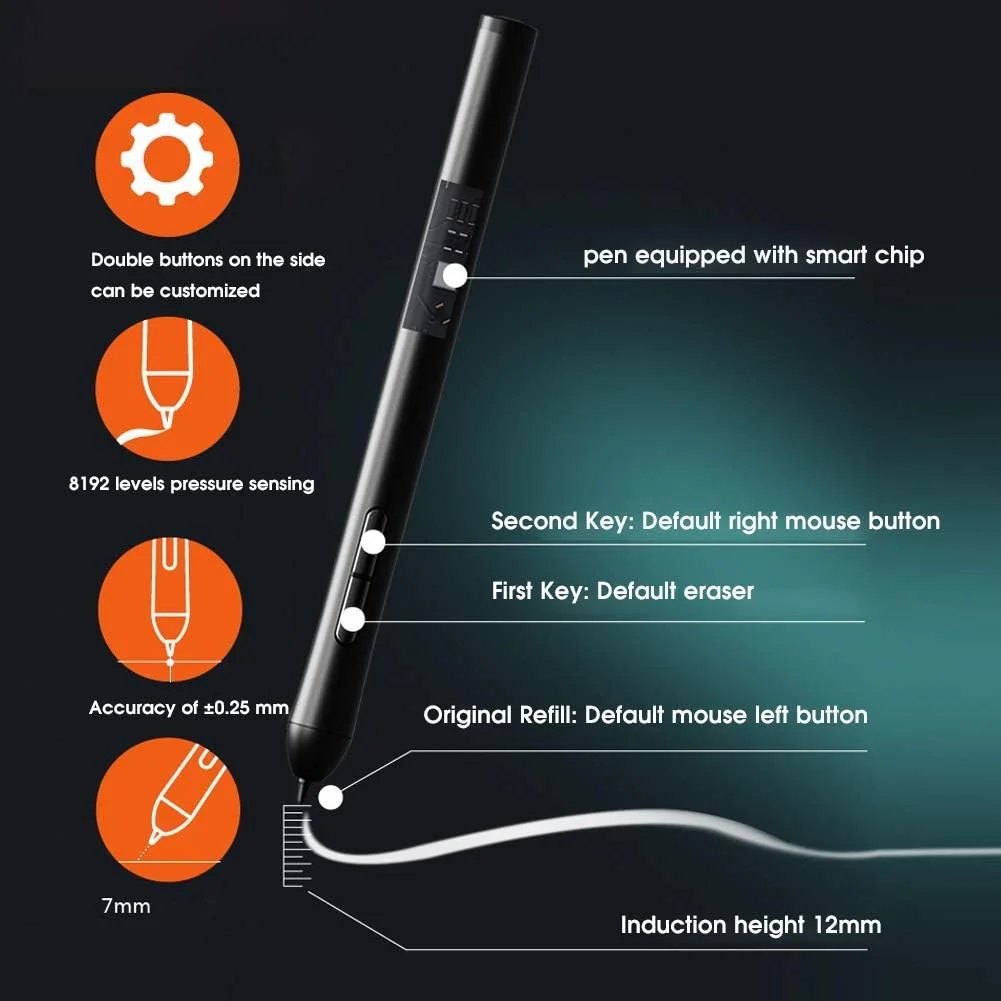 تبلت گرافیکی OUKA، برد گرافیکی بلوتوثی قابل حمل آبی، چند منظوره دانشجویی با 5 کلید میانبر، پشتیبانی از چند سیستم عامل برای تلفن همراه کامپیوتر