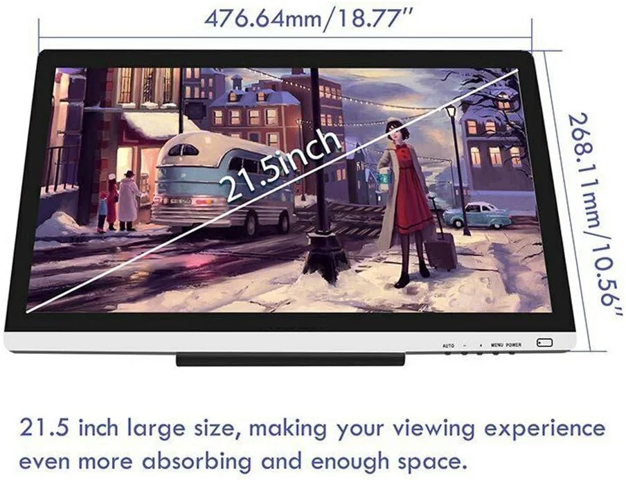 صفحه نمایش طراحی گرافیکی 21.5 اینچی MOBYAT با 8192 سطح فشار قلم، صفحه نمایش حرفه ای IPS با کیفیت HD برای ویندوز و مک