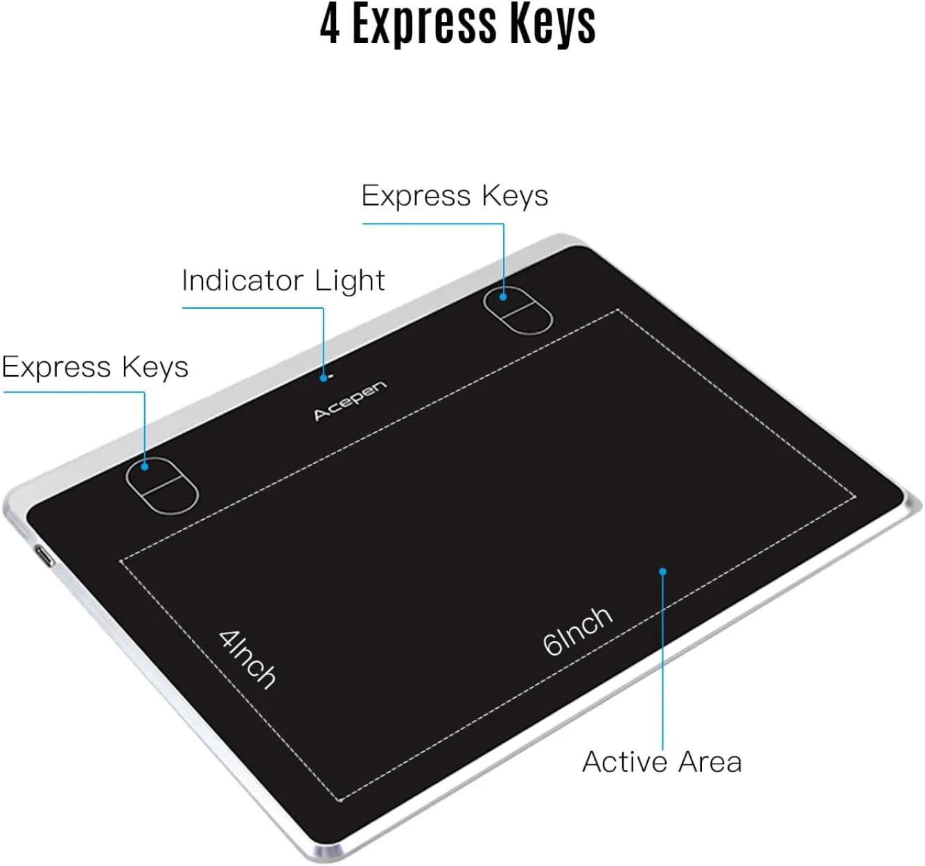 تبلت طراحی گرافیکی دیجیتال Labymos AP604 با ناحیه فعال 6*4 اینچ، فوق العاده نازک، همراه با 4 کلید میانبر، قلم غیرفعال بدون نیاز به باتری، 8192 سطح فشار سازگار با ویندوز 10/8/7 و مک OS و اندروید