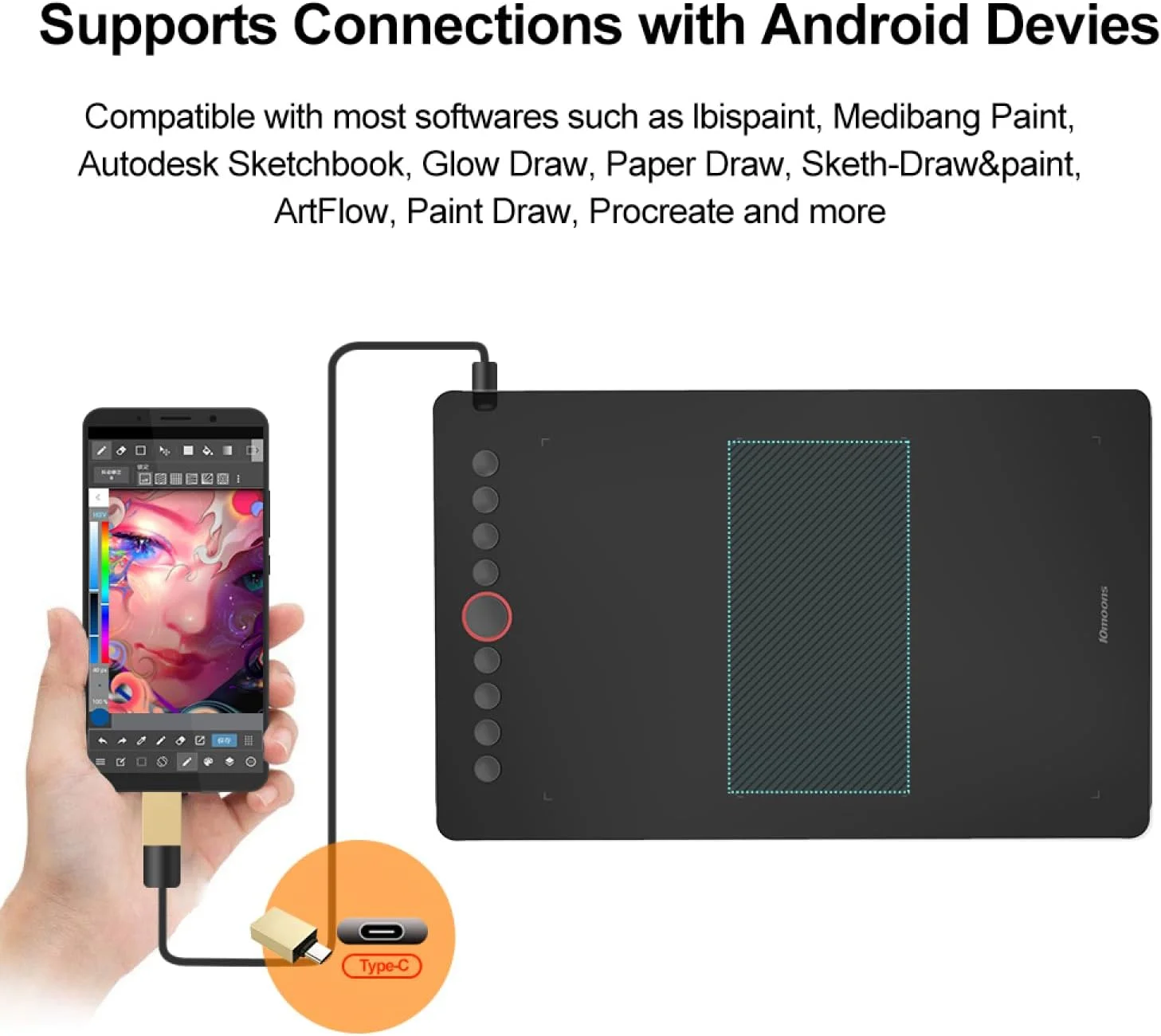 تبلت طراحی گرافیکی دیجیتال Labymos با ناحیه کاری 9.45x6.1 اینچ، 8192 سطح حساسیت، 330PPS با قلم بدون نیاز به باتری، پشتیبانی از اتصال به کامپیوتر/موبایل/لپ تاپ، سازگار با ویندوز، مک و اندروید برای نقاشی و طراحی