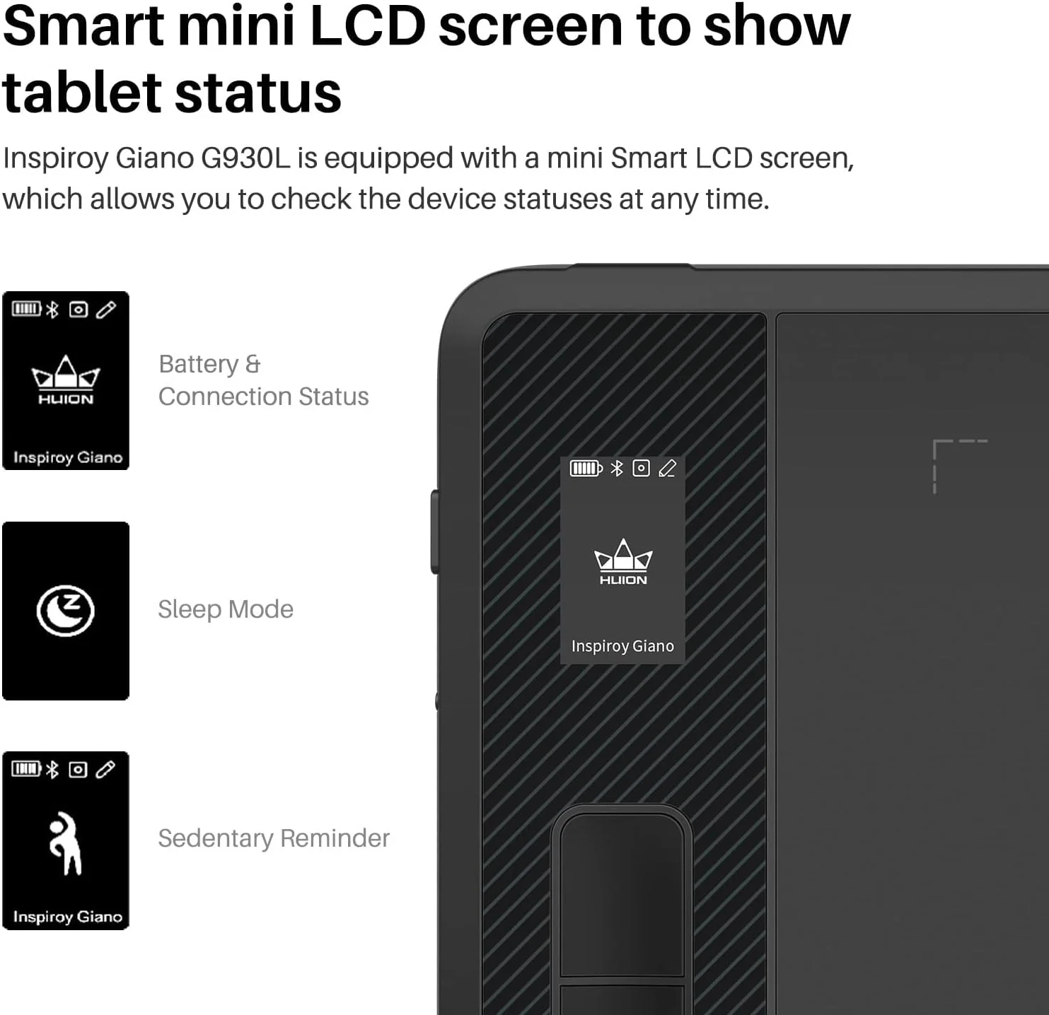 تبلت طراحی گرافیکی بی سیم HUION Inspiroy Giano G930L با صفحه نمایش مینی LCD هوشمند و قلم بدون باتری PW517 با 8192 سطح فشار، تبلت قلم دیجیتال بلوتوثی 13.6 اینچی تبلت طراحی گرافیکی بی سیم HUION Inspiroy Giano G930L با صفحه نمایش مینی LCD هوشمند و قلم بدون باتری PW517 با 8192 سطح فشار، تبلت قلم دیجیتال بلوتوثی 13.6 اینچی