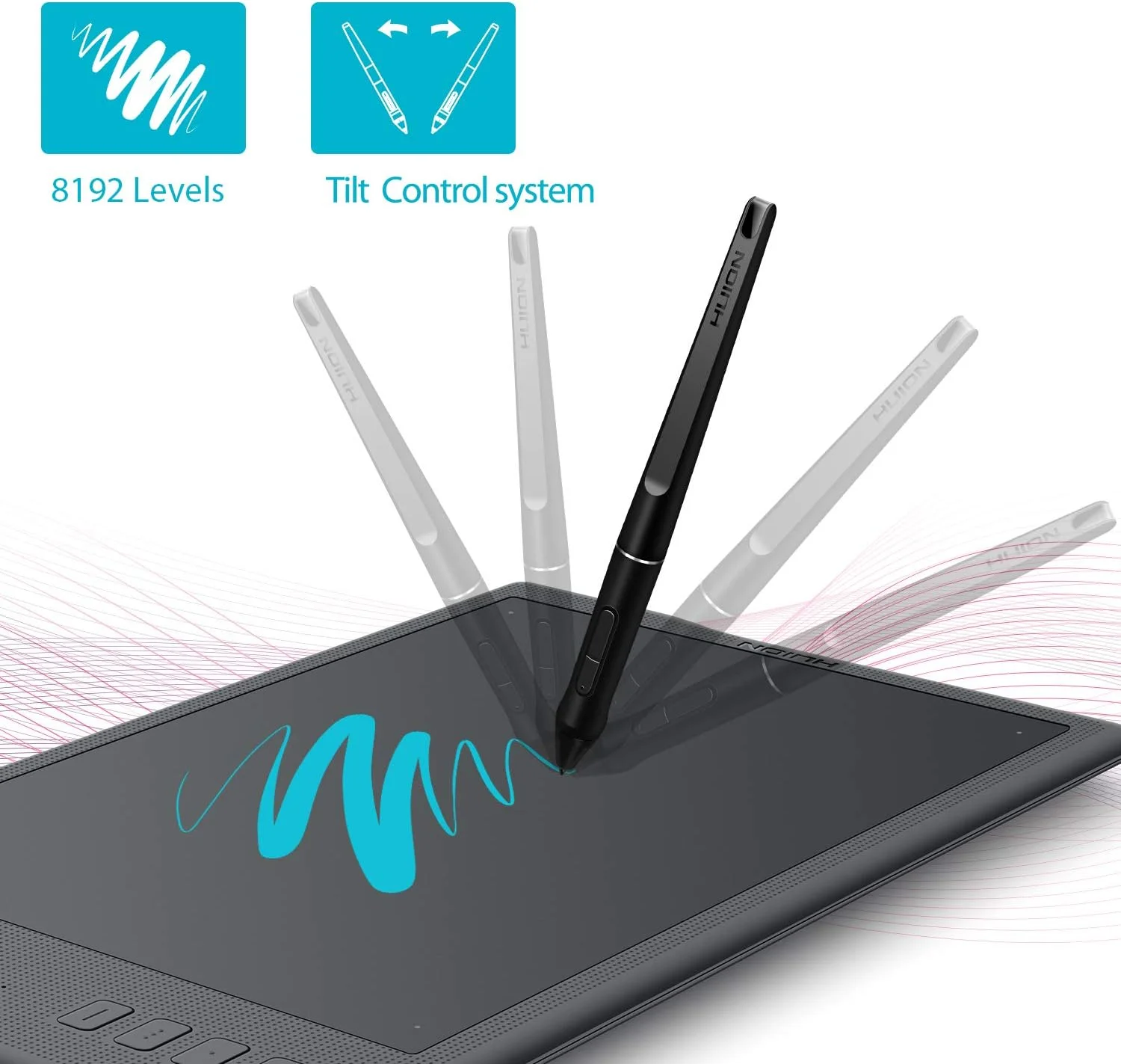 تبلت طراحی گرافیکی Huion Inspiroy Q11K V2 با قلم بدون باتری و حساس به فشار 8192 به همراه دستکش هنرمند و 18 نوک قلم