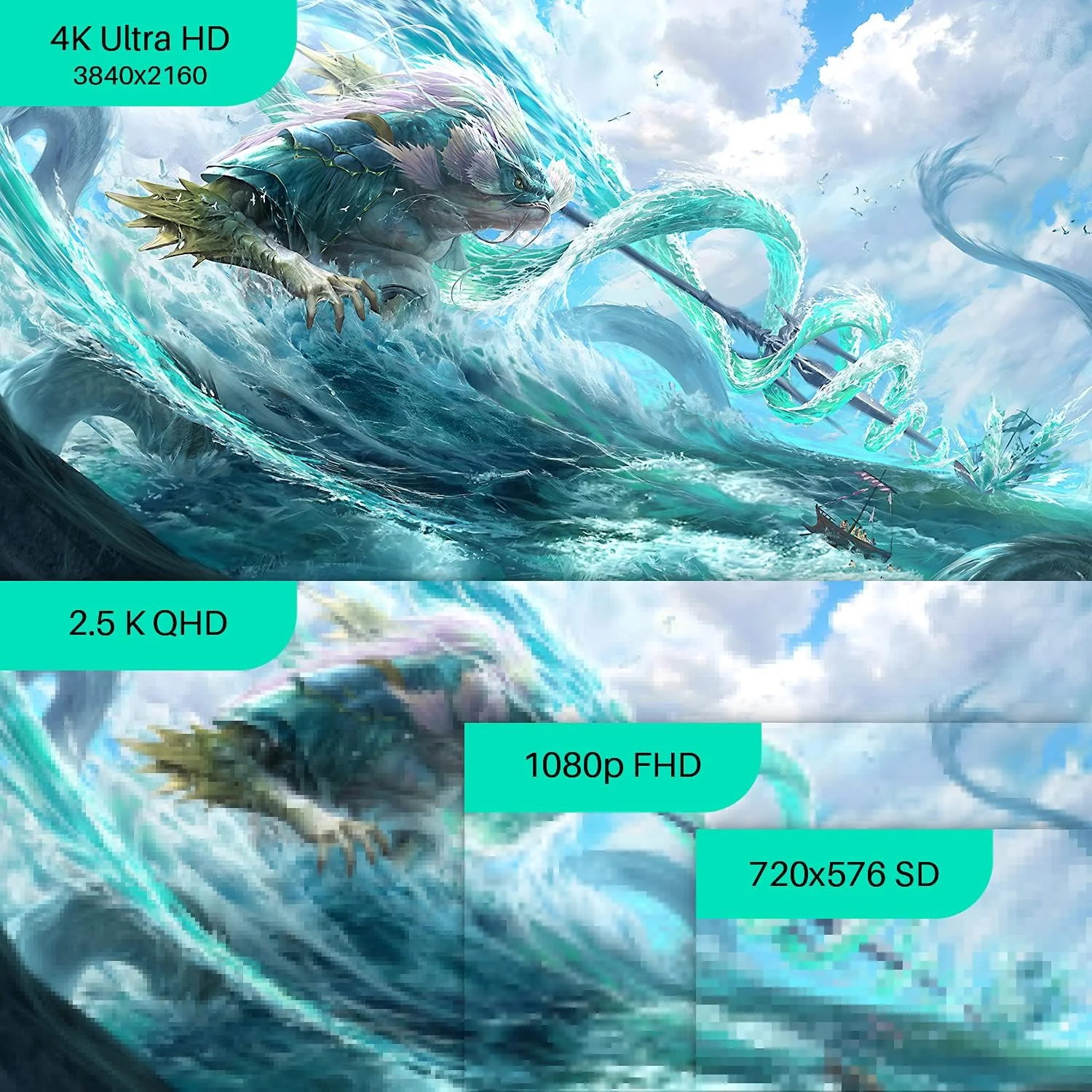 تبلت طراحی گرافیکی HUION Kamvas Pro 24 4K UHD با صفحه نمایش لمینت کامل، شیشه ضد انعکاس نور، پوشش 140% sRGB، قلم بدون نیاز به باتری با 8192 سطح فشار و کلیدهای میانبر بی سیم، 23.8 اینچ، مشکی