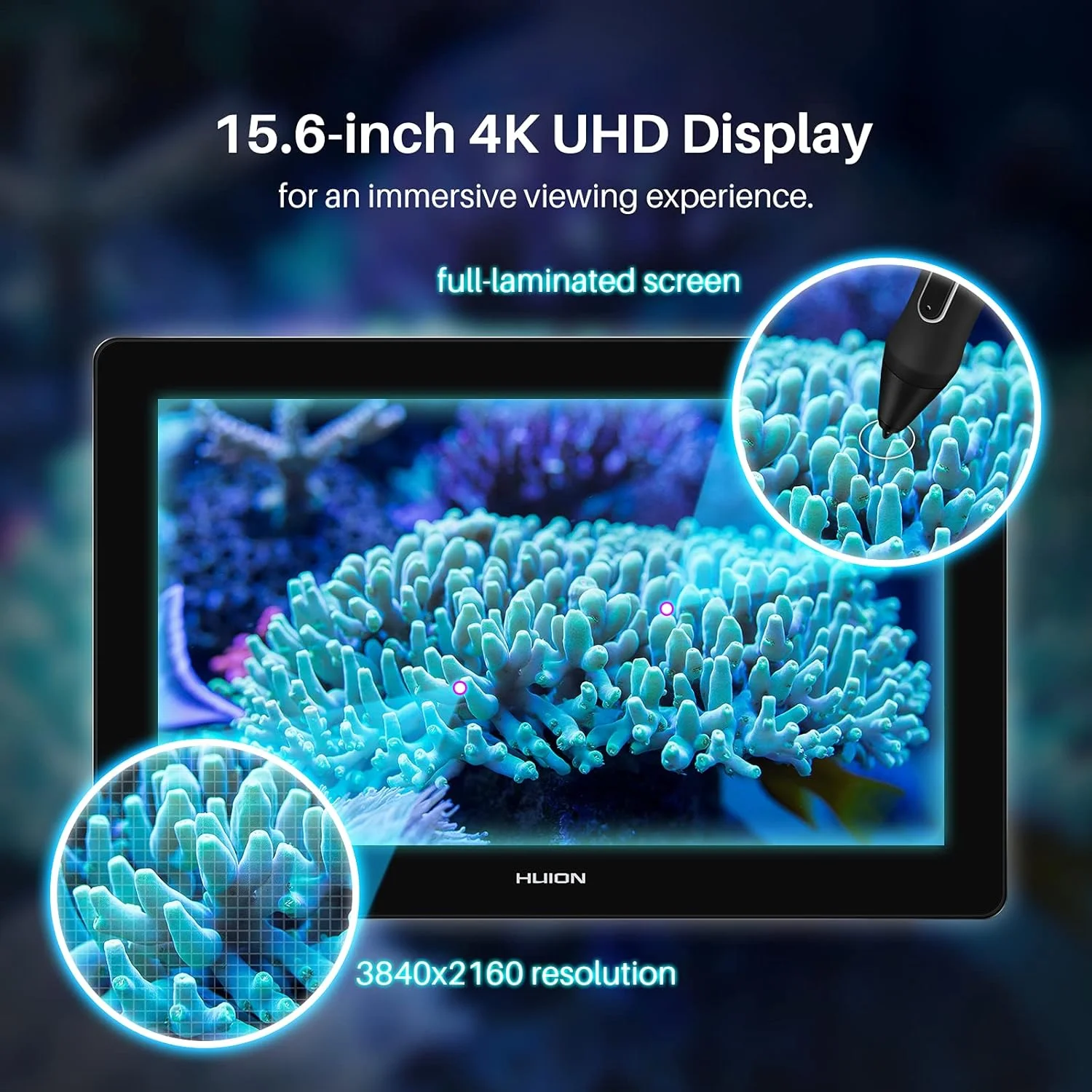 تبلت طراحی گرافیکی HUION Kamvas Pro 16 Plus 4K UHD با صفحه نمایش لمینت کامل ۱۴۵% sRGB و قلم بدون باتری PW517 برای کامپیوتر، مک و اندروید، نمایشگر قلمی ۱۵.۶ اینچی تبلت طراحی گرافیکی HUION Kamvas Pro 16 Plus 4K UHD با صفحه نمایش لمینت کامل ۱۴۵% sRGB و قلم بدون باتری PW517 برای کامپیوتر، مک و اندروید، نمایشگر قلمی ۱۵.۶ اینچی