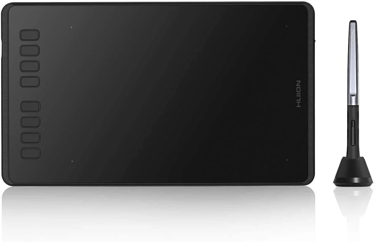 تبلت طراحی گرافیکی Huion H950P، ابعاد 8.7x5.4 اینچ، حساسیت فشار 8192 سطح با 8 کلید میانبر، قلم بدون نیاز به باتری، مناسب برای ویندوز، مک او اس، اندروید و لینوکس