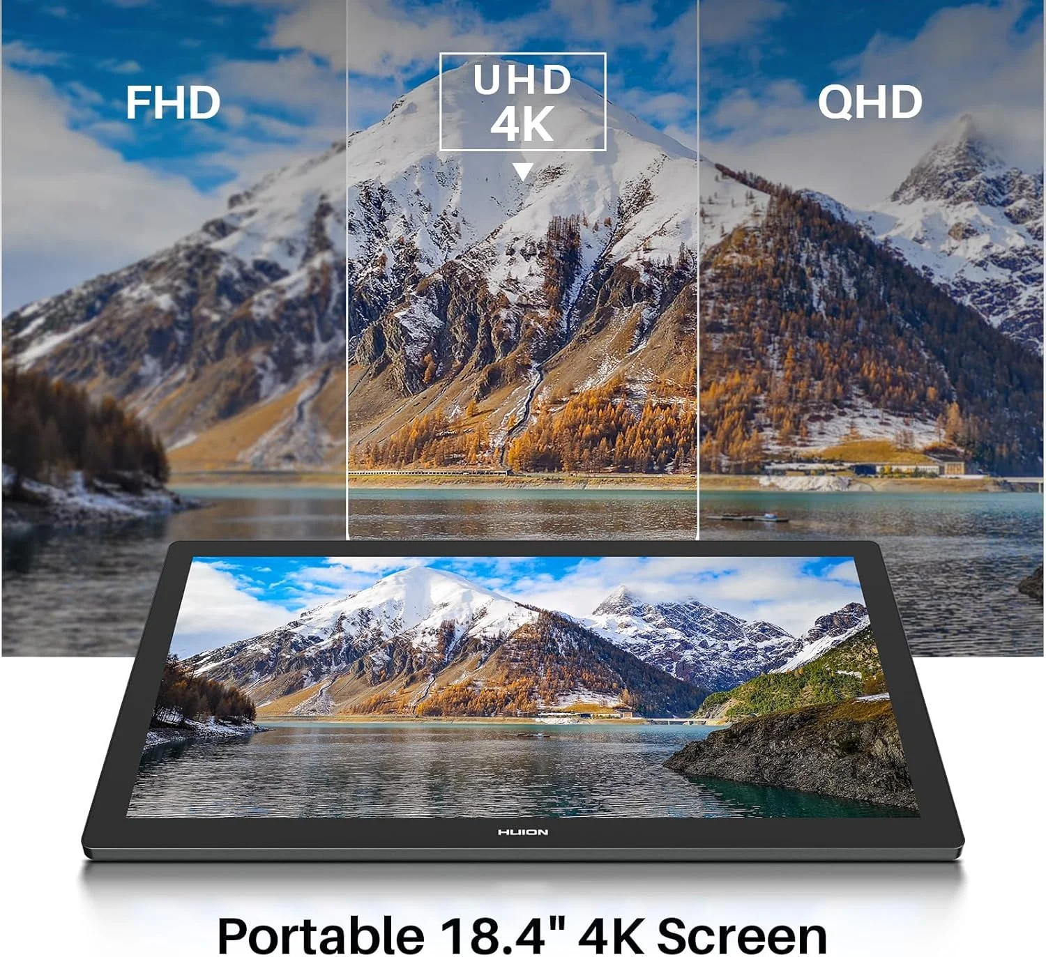 تبلت طراحی هویون Kamvas Pro 19 4K UHD با صفحه لمسی، مانیتور طراحی 96% Adobe RGB با 1.07 میلیارد رنگ، قلم PenTech 4.0 Stylus PW600، 16384 سطح فشار قلم، قلم باریک، Keydial Mini، 18.4 اینچ