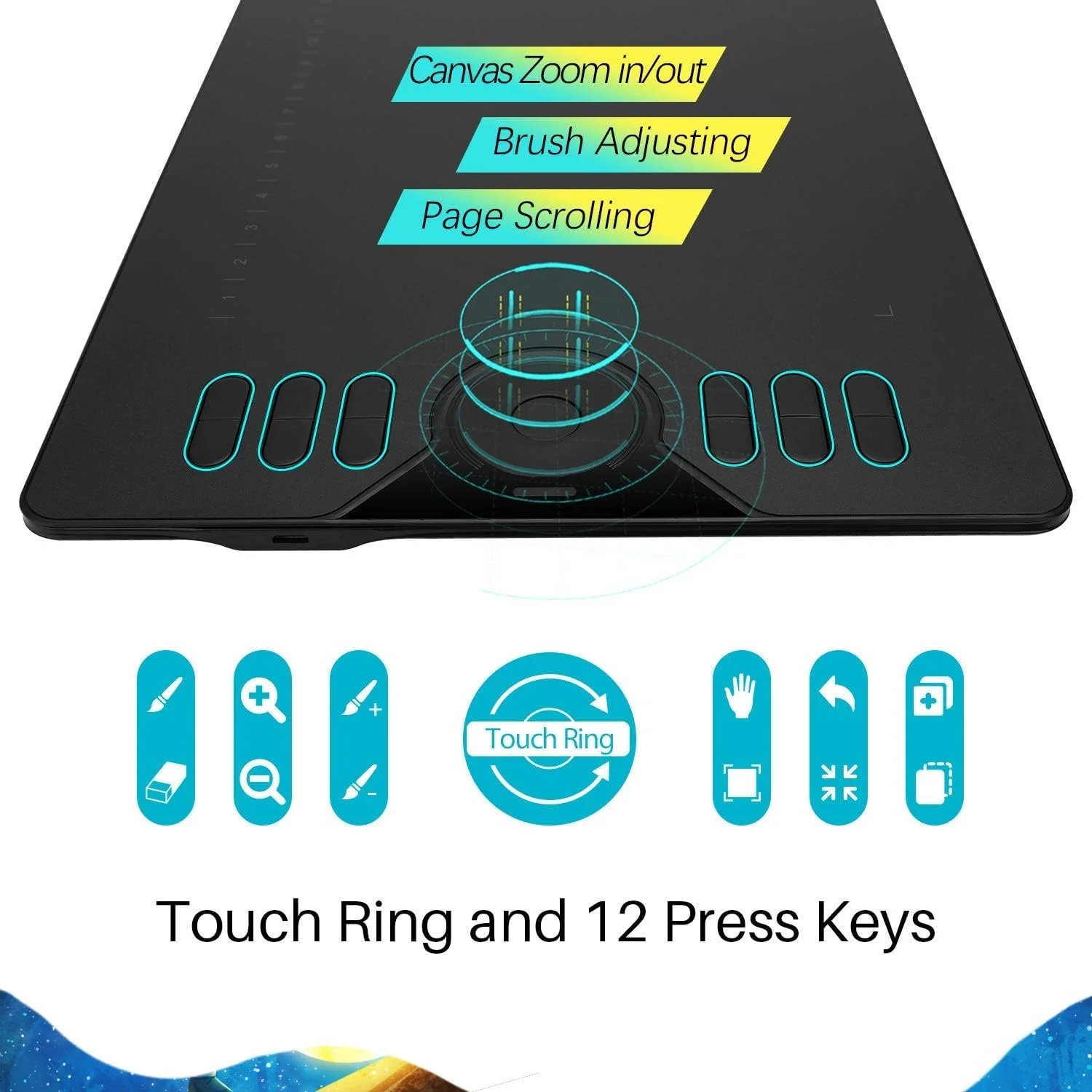 تبلت طراحی گرافیکی HUION HS610 به همراه قلم بدون نیاز به باتری، با سطح کار ۱۰x۶.۲۵ اینچ، مناسب برای اندروید، ویندوز و مک