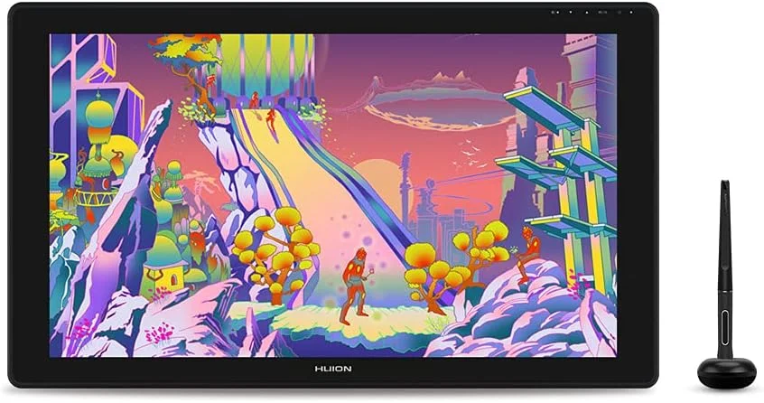 نمایشگر قلمی طراحی گرافیکی Huion Kamvas 24 Plus QHD با صفحه نمایش QD لمینت کامل، 140% sRGB، مانیتور طراحی گرافیکی 2.5K، قلم بدون باتری با 8192 سطح فشار قلم برای ویندوز/مک/اندروید، 23.8 اینچ