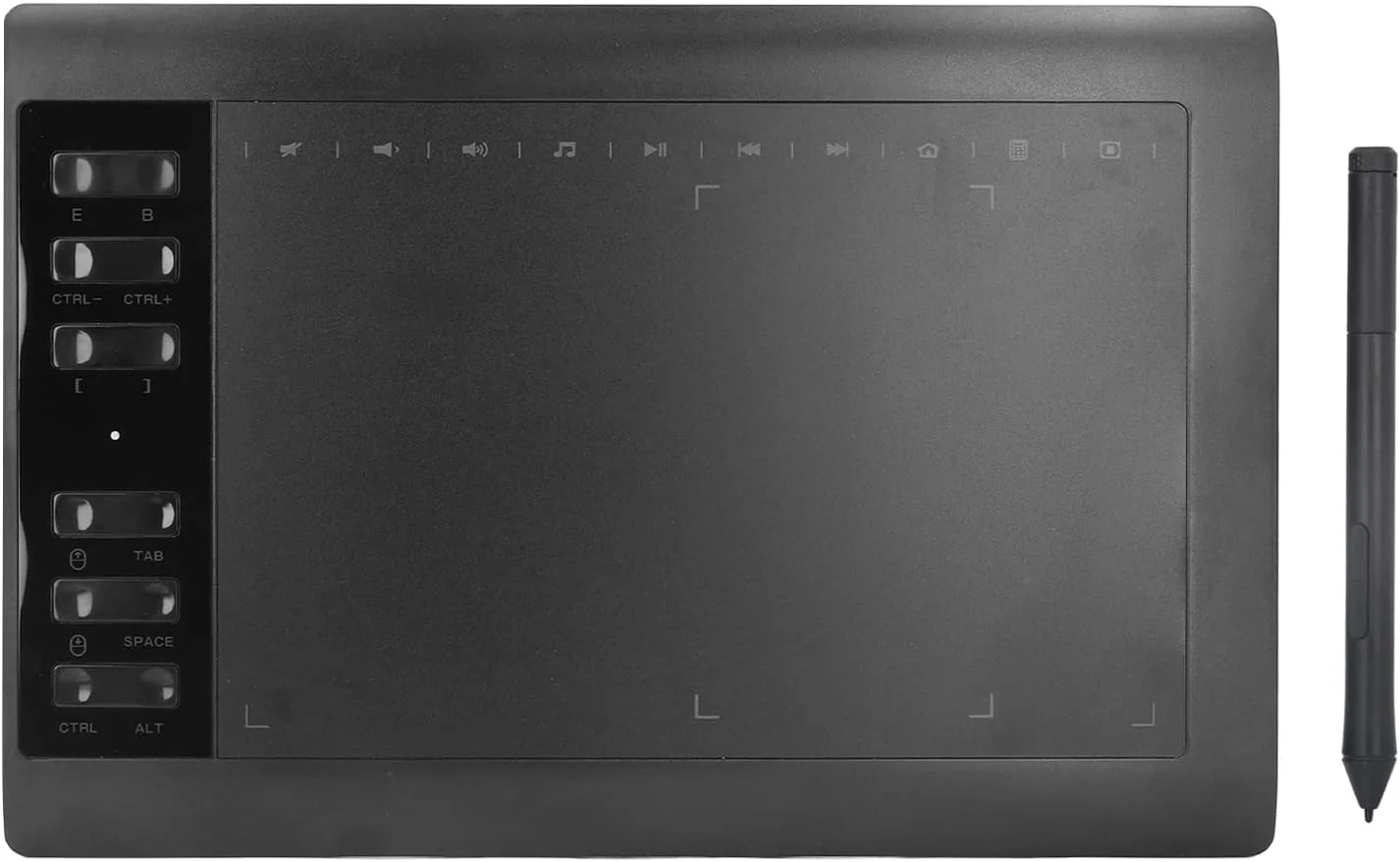 تبلت طراحی گرافیکی، تبلت طراحی بزرگ 10 در 6 اینچ با 12 کلید میانبر 233PPS 5080LPI 8192 سطح حساسیت به فشار تبلت گرافیکی برای لپ تاپ رومیزی (مشکی)