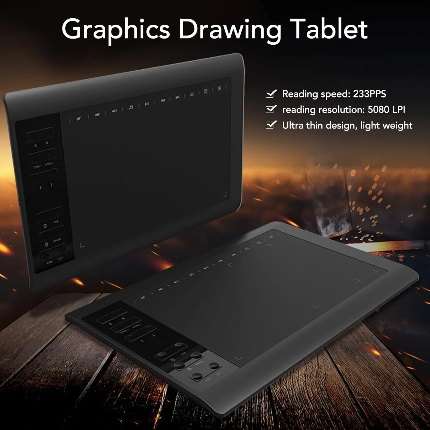 تبلت طراحی گرافیکی، تبلت طراحی بزرگ 10 در 6 اینچ با 12 کلید میانبر 233PPS 5080LPI 8192 سطح حساسیت به فشار تبلت گرافیکی برای لپ تاپ رومیزی (مشکی) تبلت طراحی گرافیکی، تبلت طراحی بزرگ 10 در 6 اینچ با 12 کلید میانبر 233PPS 5080LPI 8192 سطح حساسیت به فشار تبلت گرافیکی برای لپ تاپ رومیزی (مشکی)
