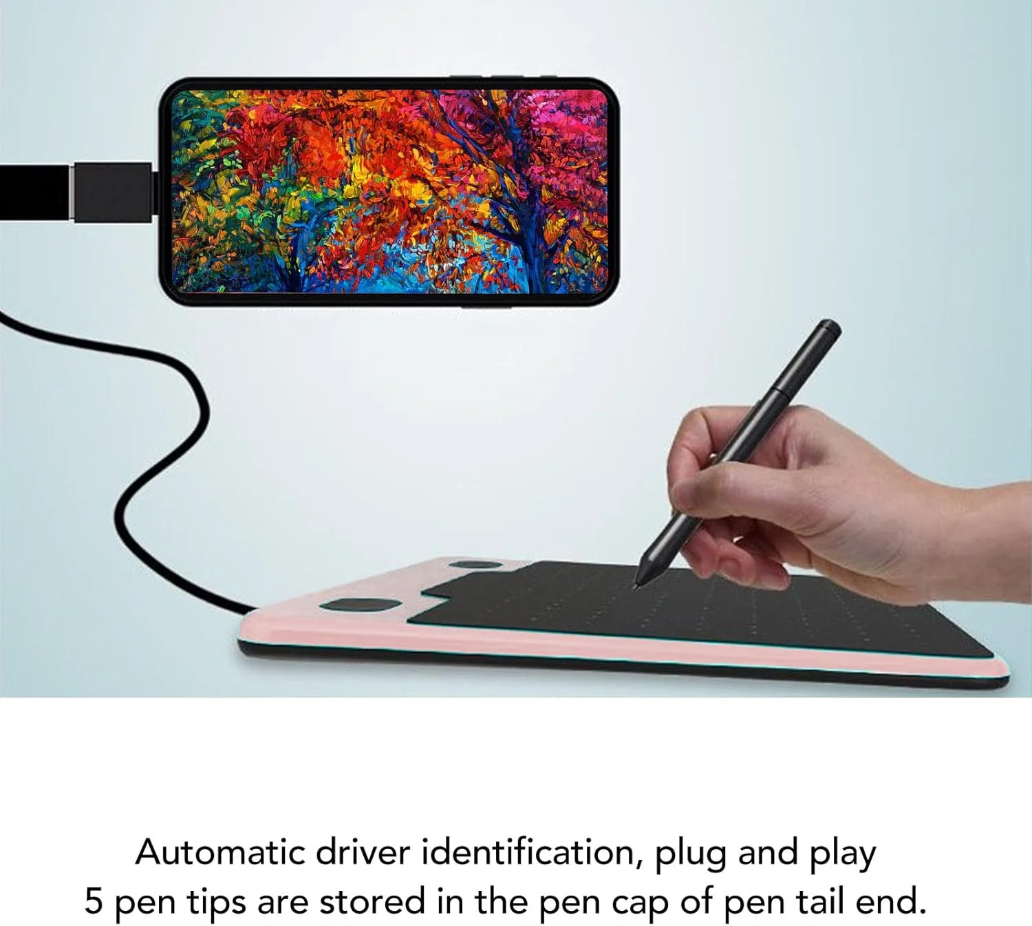 تبلت طراحی گرافیکی، 155x100 میلیمتر، 233 PPS، 5080 LPI، 8192 سطح حساسیت قلم، پورت USB، تبلت هنری دیجیتال با 4 کلید قابل تنظیم، تبلت گرافیکی برای طراحی دیجیتال و آموزش آنلاین (صورتی) تبلت طراحی گرافیکی، 155x100 میلیمتر، 233 PPS، 5080 LPI، 8192 سطح حساسیت قلم، پورت USB، تبلت هنری دیجیتال با 4 کلید قابل تنظیم، تبلت گرافیکی برای طراحی دیجیتال و آموزش آنلاین (صورتی)