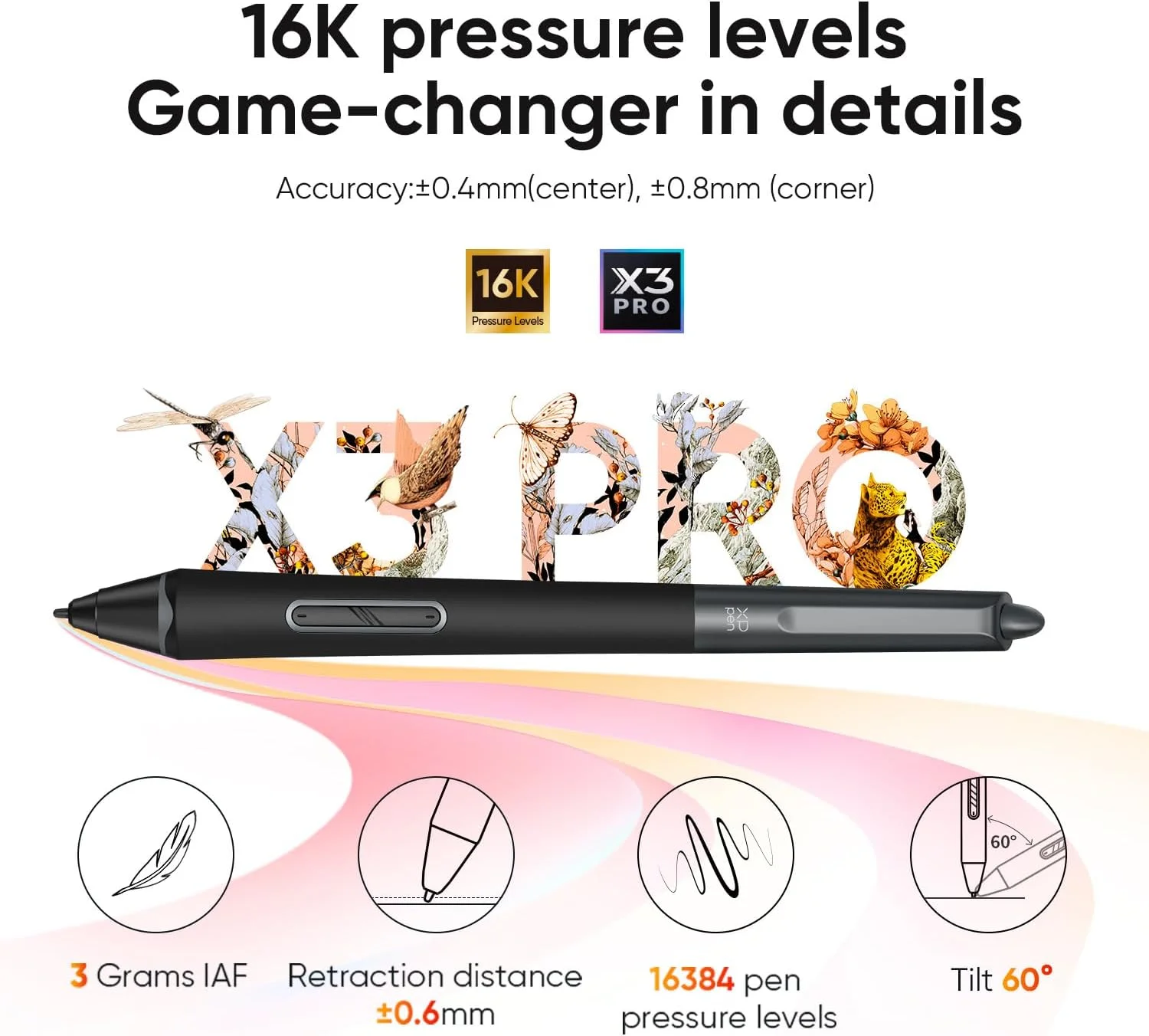 تبلت گرافیکی XP-PEN Artist Pro 16 (نسل 2)، پد طراحی دیجیتال، تبلت قلمی با صفحه نمایش 16 اینچی QHD، مانیتور با کلیدهای میانبر مستقیم کوچک، کاملا لمینت شده با پایه، تراشه هوشمند X3 Pro