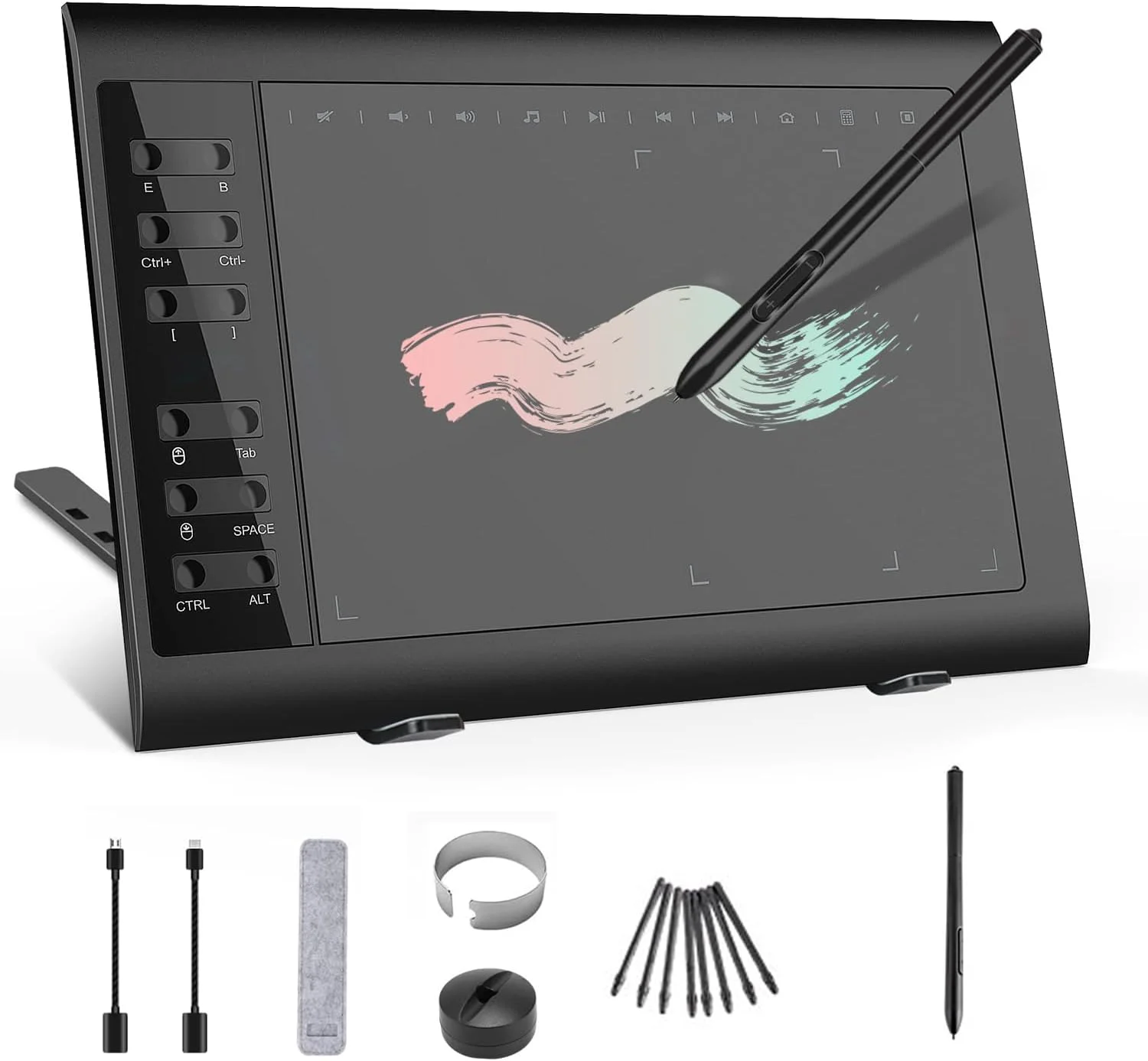 تبلت طراحی گرافیکی با صفحه فعال بزرگ 10 در 6 اینچ، قلم بدون نیاز به باتری با 8192 سطح حساسیت و 12 کلید میانبر، سازگار با سیستم عامل های PC/Mac/Android برای نقاشی، طراحی و آموزش آنلاین تبلت طراحی گرافیکی با صفحه فعال بزرگ 10 در 6 اینچ، قلم بدون نیاز به باتری با 8192 سطح حساسیت و 12 کلید میانبر، سازگار با سیستم عامل های PC/Mac/Android برای نقاشی، طراحی و آموزش آنلاین
