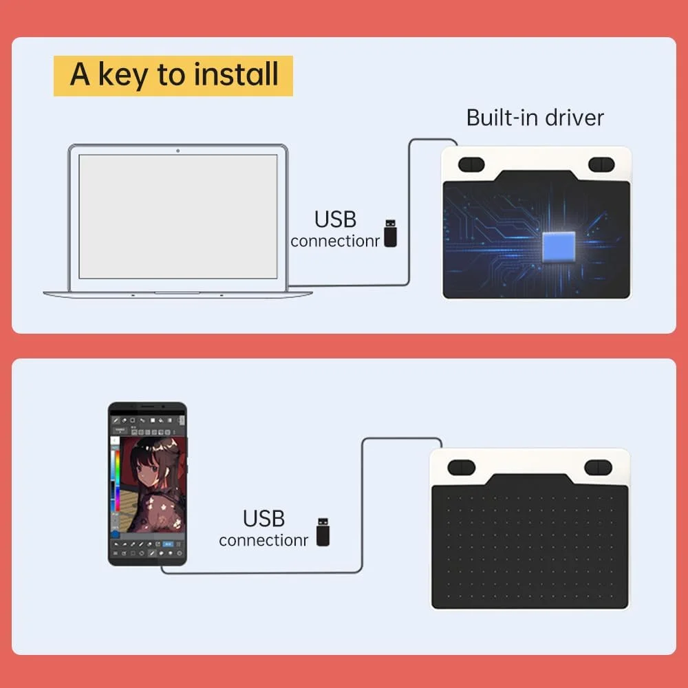 تبلت طراحی دیجیتال گرافلسو T503 با صفحه کار 5 * 3 اینچ، حساسیت فشار 8192 سطح، نرخ نمونه برداری 233PPS