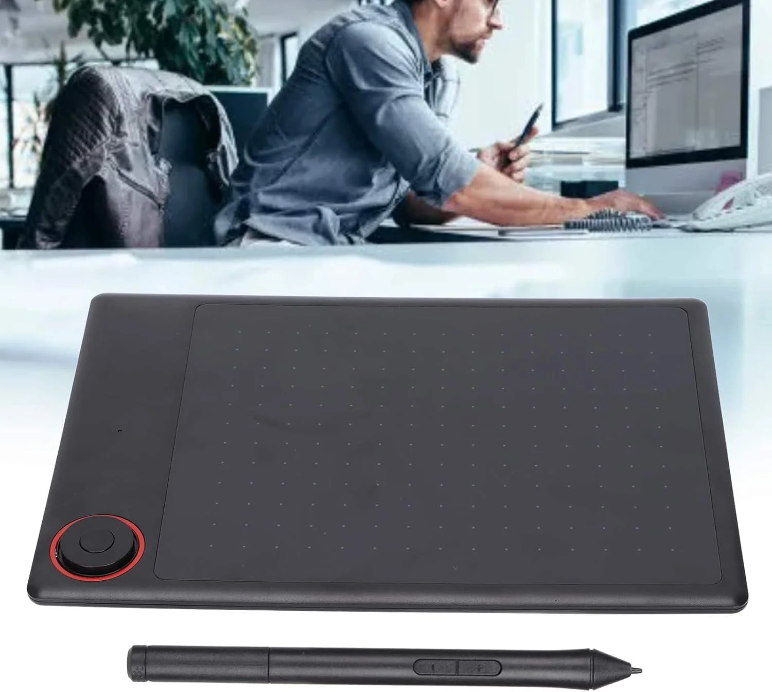 تبلت طراحی گرافیکی GOWENIC، پد گرافیکی دیجیتال با قلم بدون باتری، قلم حساس به فشار 8192، کلیدهای میانبر متنوع، تبلت قلمی برای طراحی مبتدی/آموزش الکترونیکی/کلاس های آنلاین