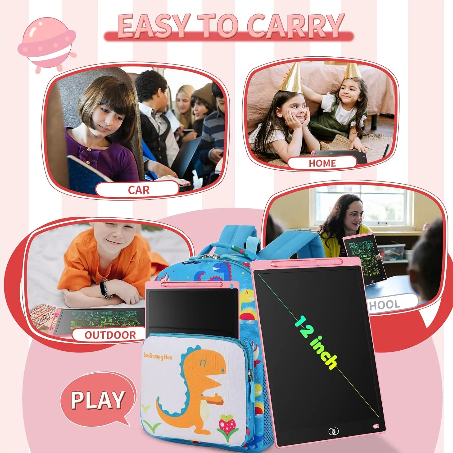 [دو عدد] تخته نوشتن ال سی دی، 10 اینچ، تبلت نوشتن ال سی دی رنگارنگ، تبلت نوشتن ال سی دی، تبلت الکترونیکی، تبلت گرافیکی برای بازی های کودکان 2 3 4 5 6 7 ساله پسران دختران (آبی و صورتی)